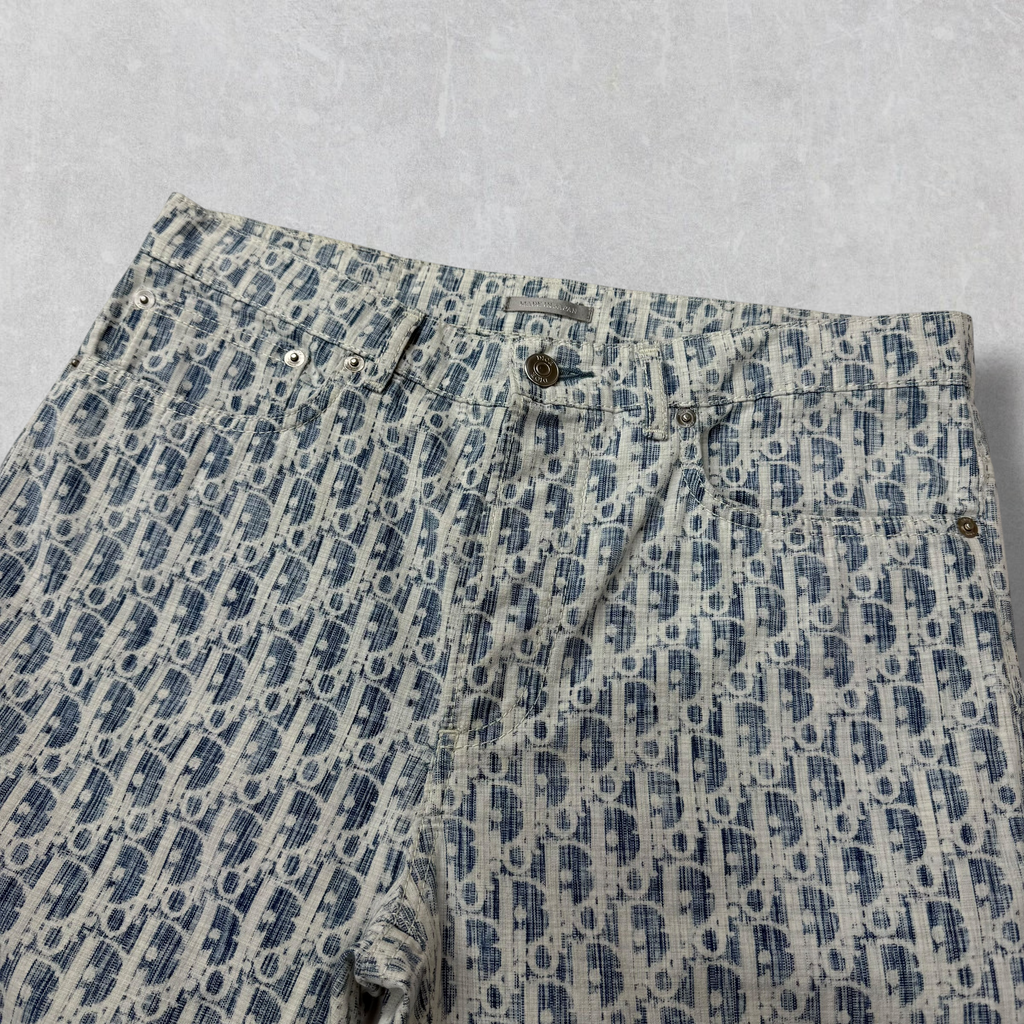 Dior Blue & White Oblique Slim-Fit Jeans 29