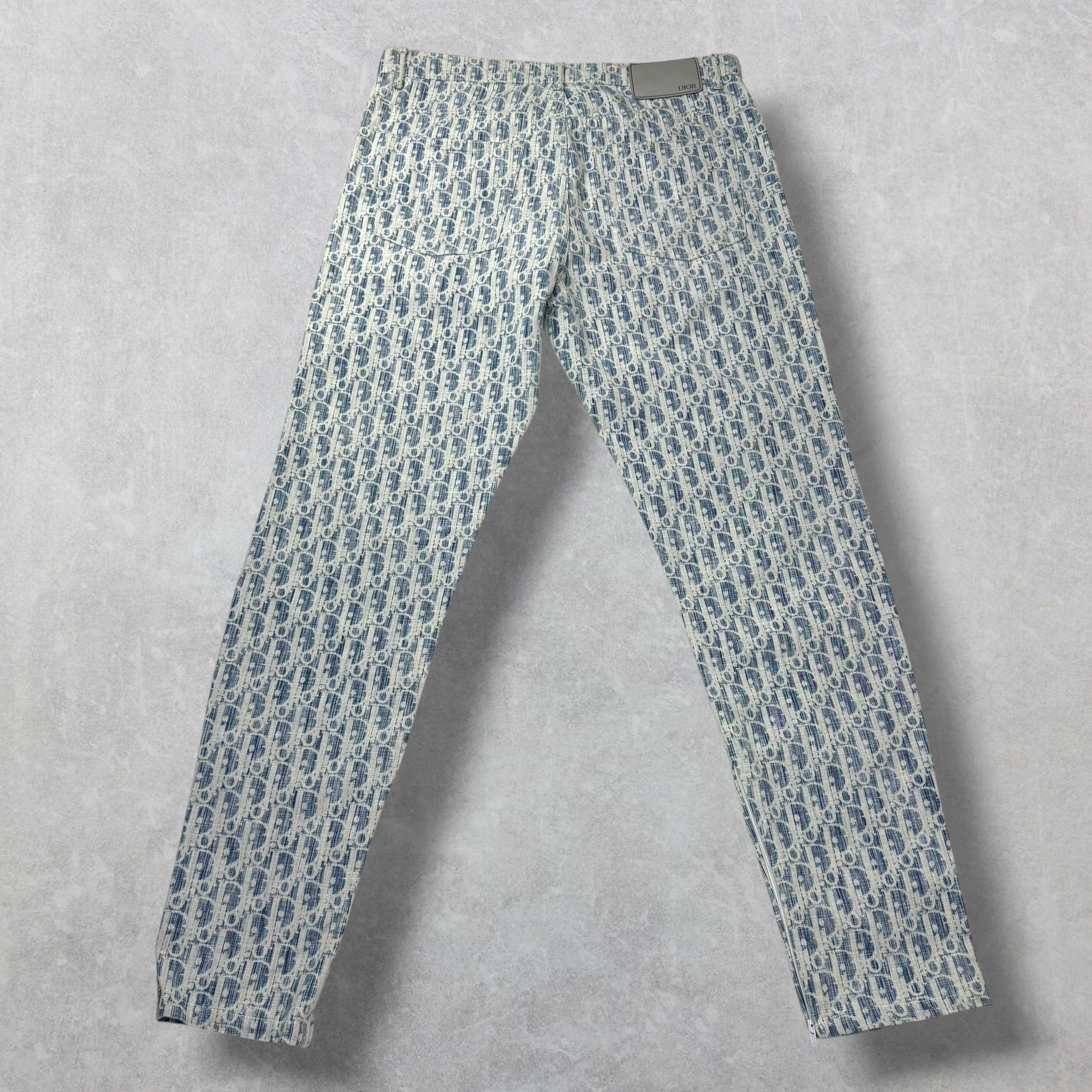 Dior Blue & White Oblique Slim-Fit Jeans 29
