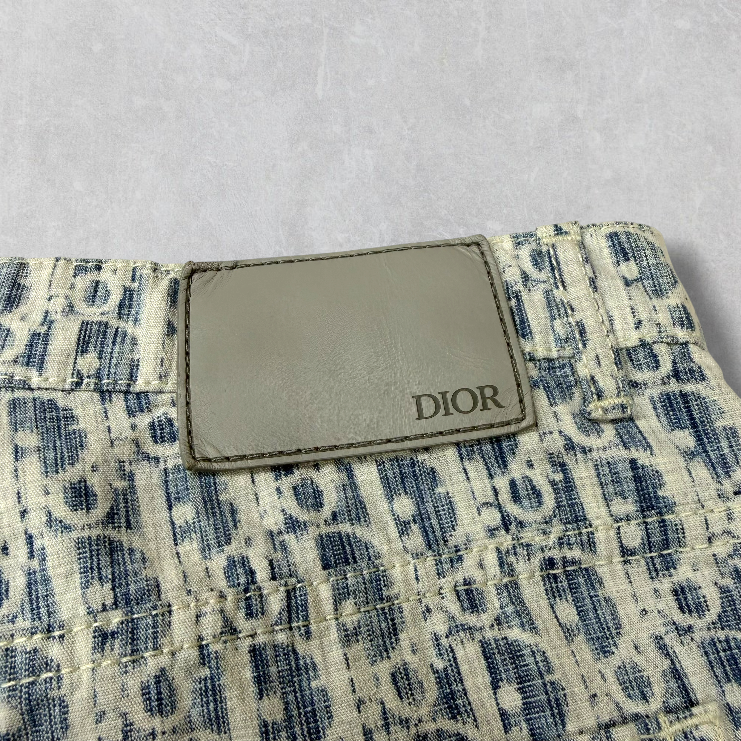 Dior Blue & White Oblique Slim-Fit Jeans 29