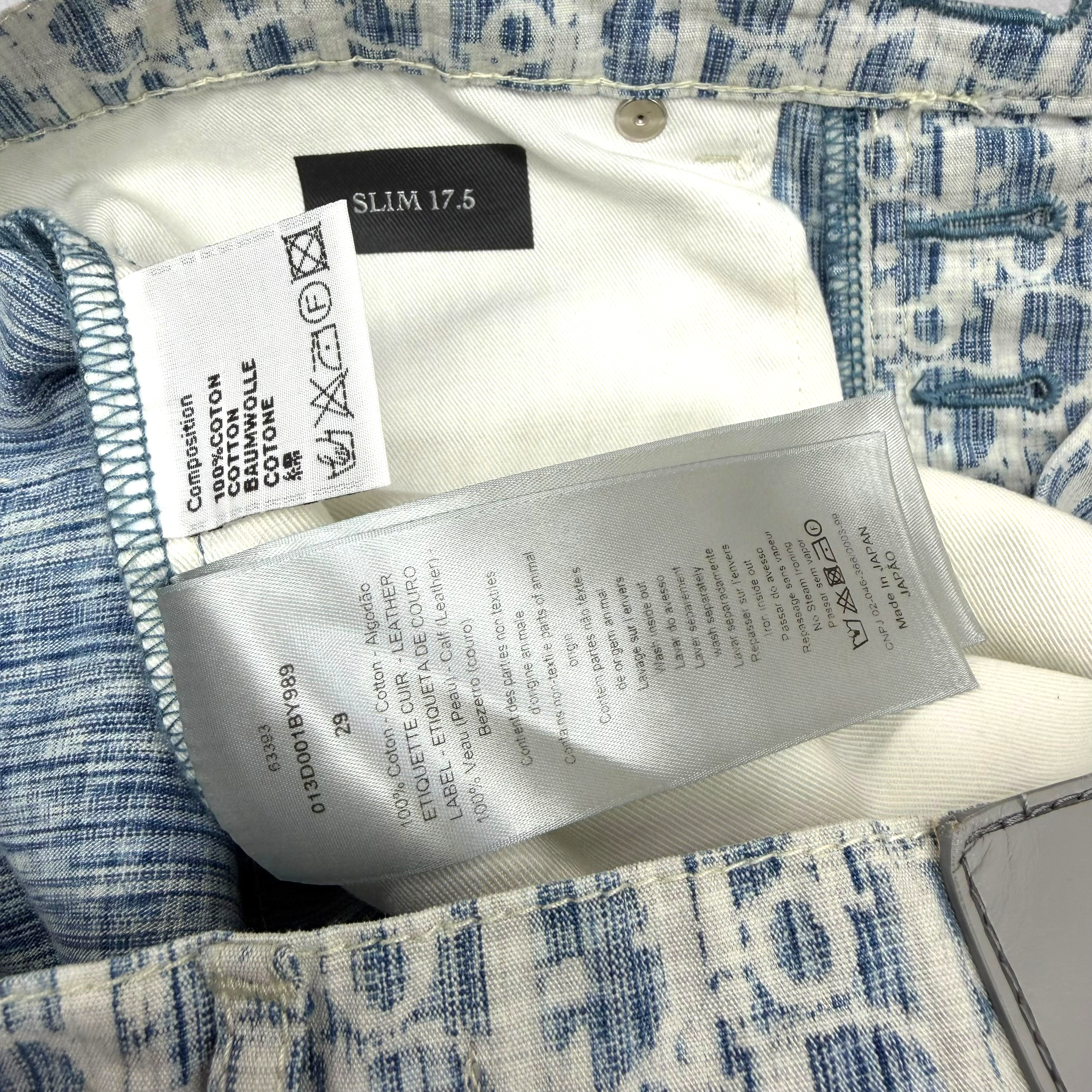 Dior Blue & White Oblique Slim-Fit Jeans 29