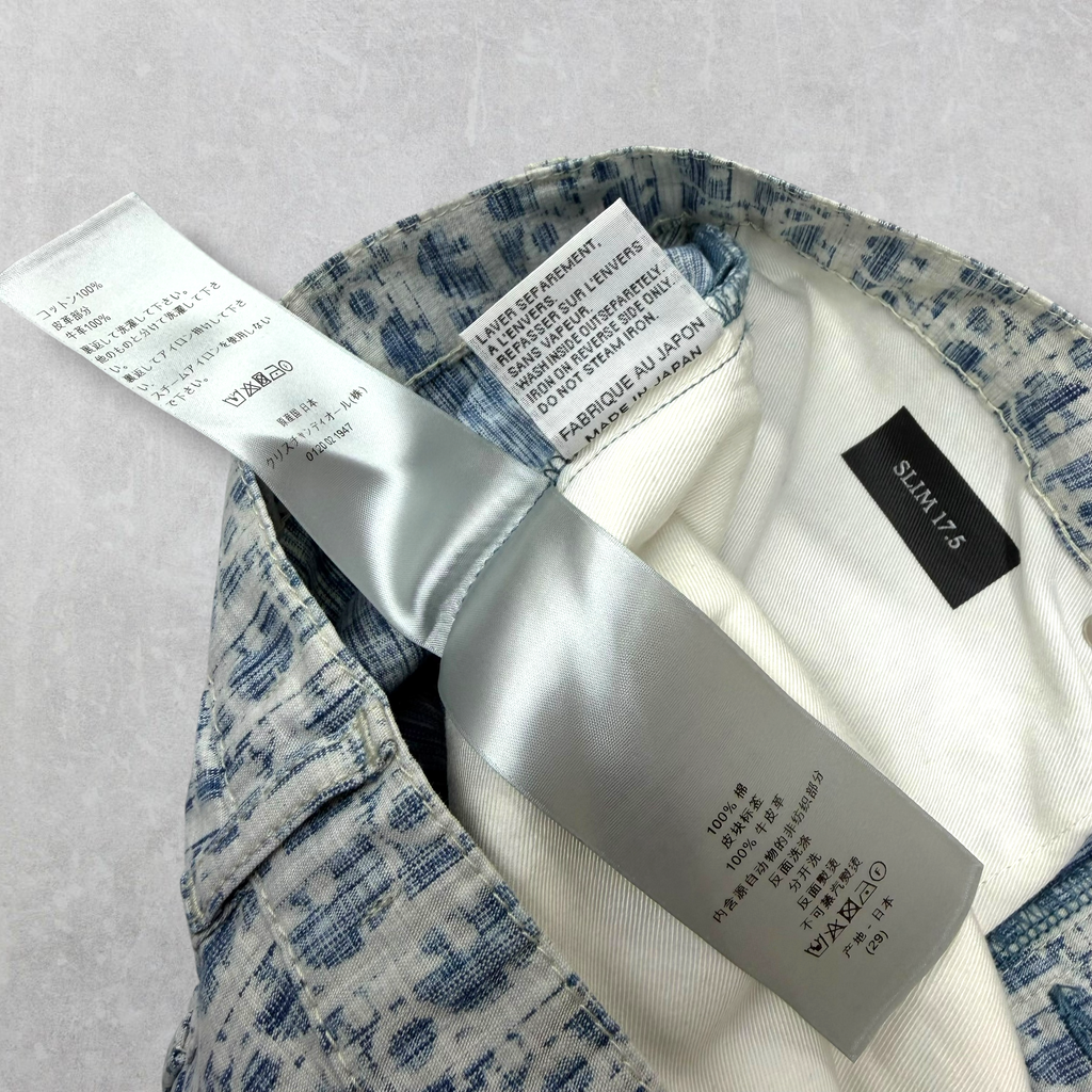 Dior Blue & White Oblique Slim-Fit Jeans 29