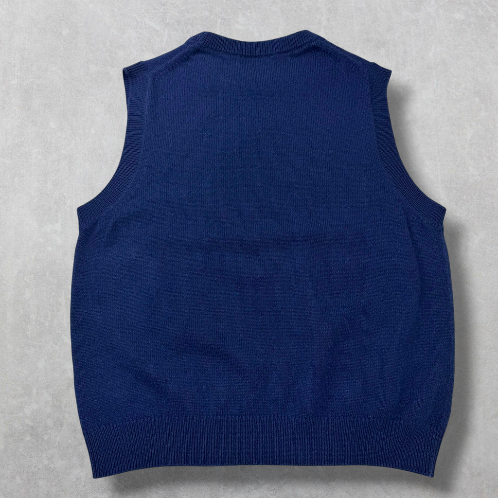 Dior Navy Blue Cashmere Knit Logo Sweater Vest XXL