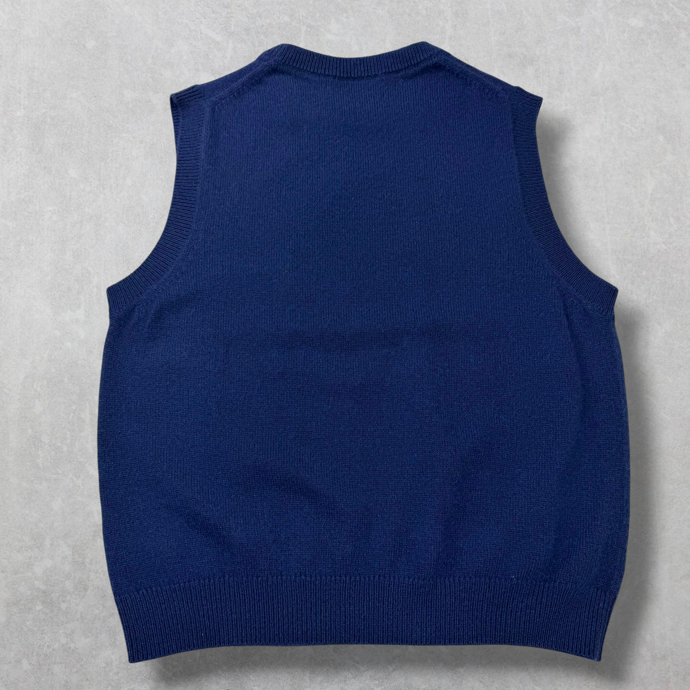 Dior Navy Blue Cashmere Knit Logo Sweater Vest XXL