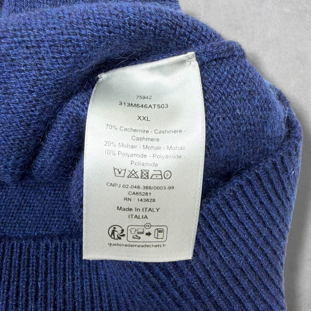 Dior Navy Blue Cashmere Knit Logo Sweater Vest XXL