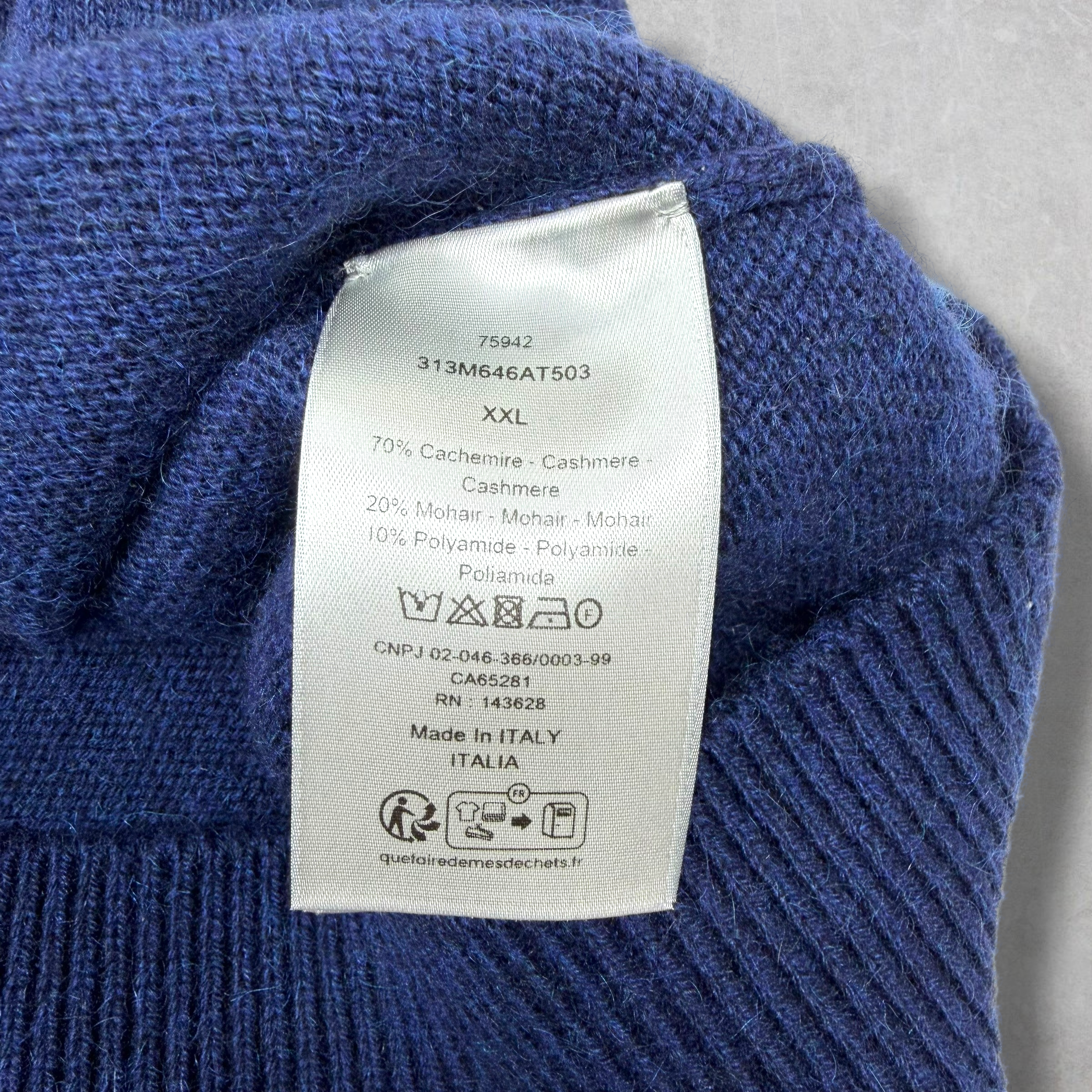 Dior Navy Blue Cashmere Knit Logo Sweater Vest XXL