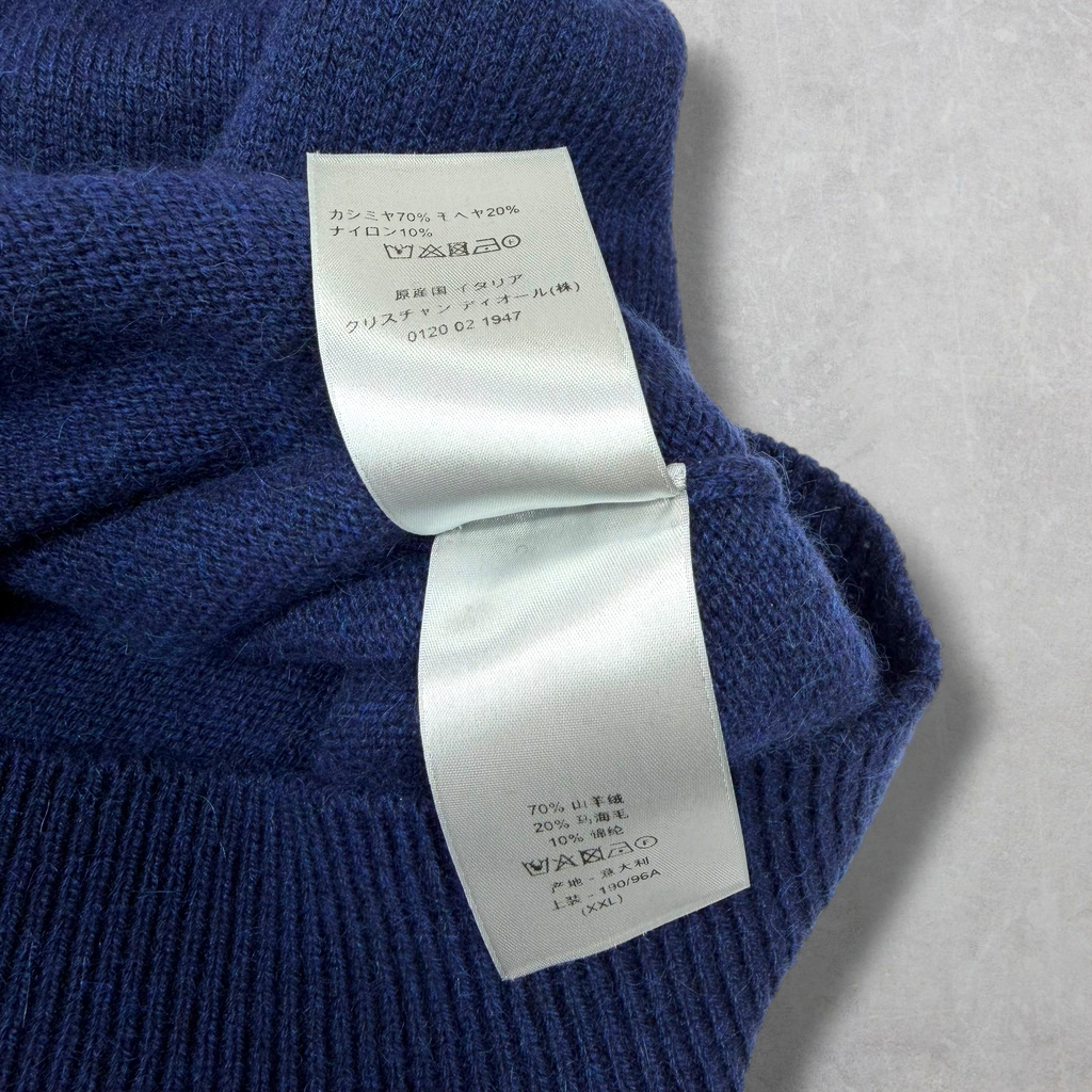 Dior Navy Blue Cashmere Knit Logo Sweater Vest XXL