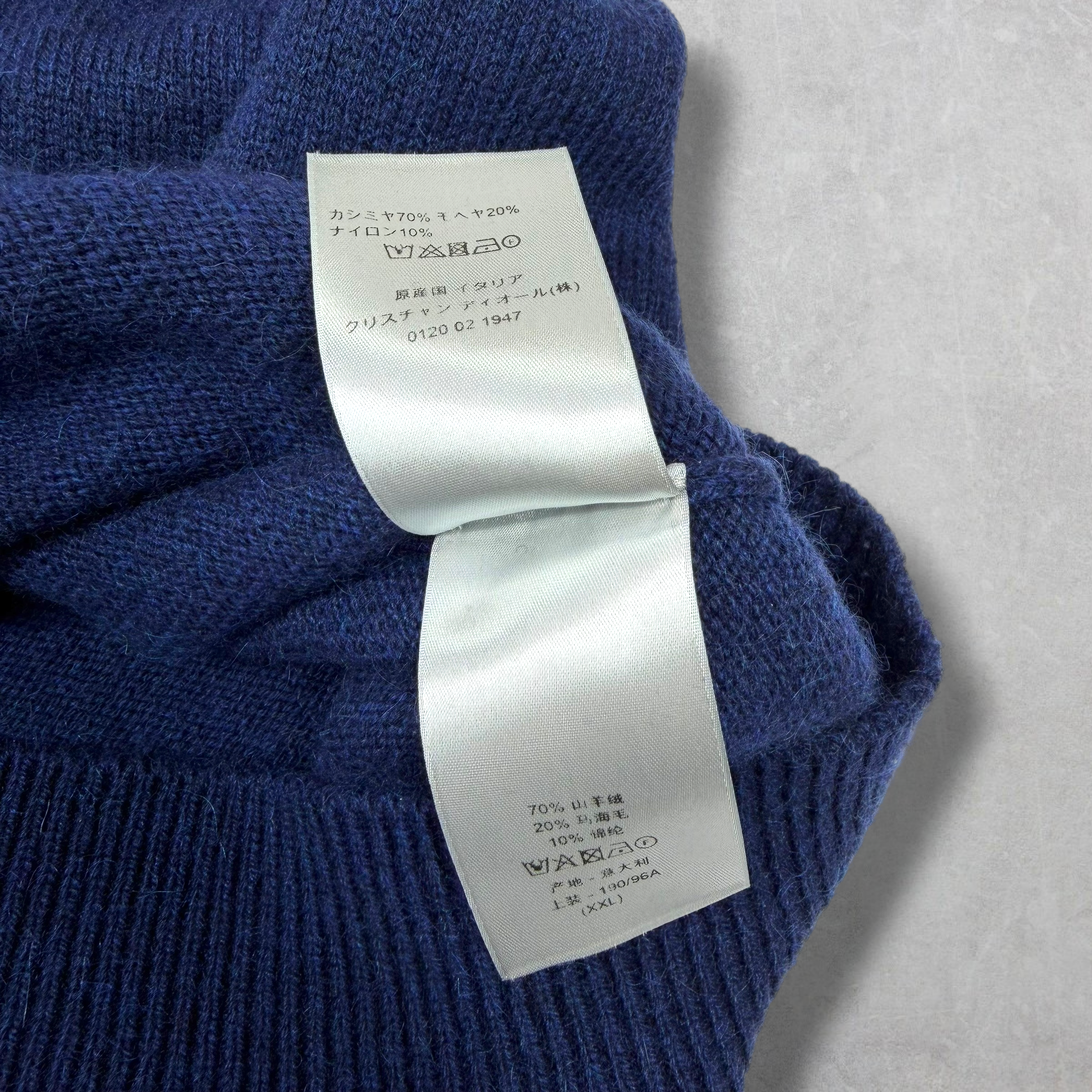 Dior Navy Blue Cashmere Knit Logo Sweater Vest XXL