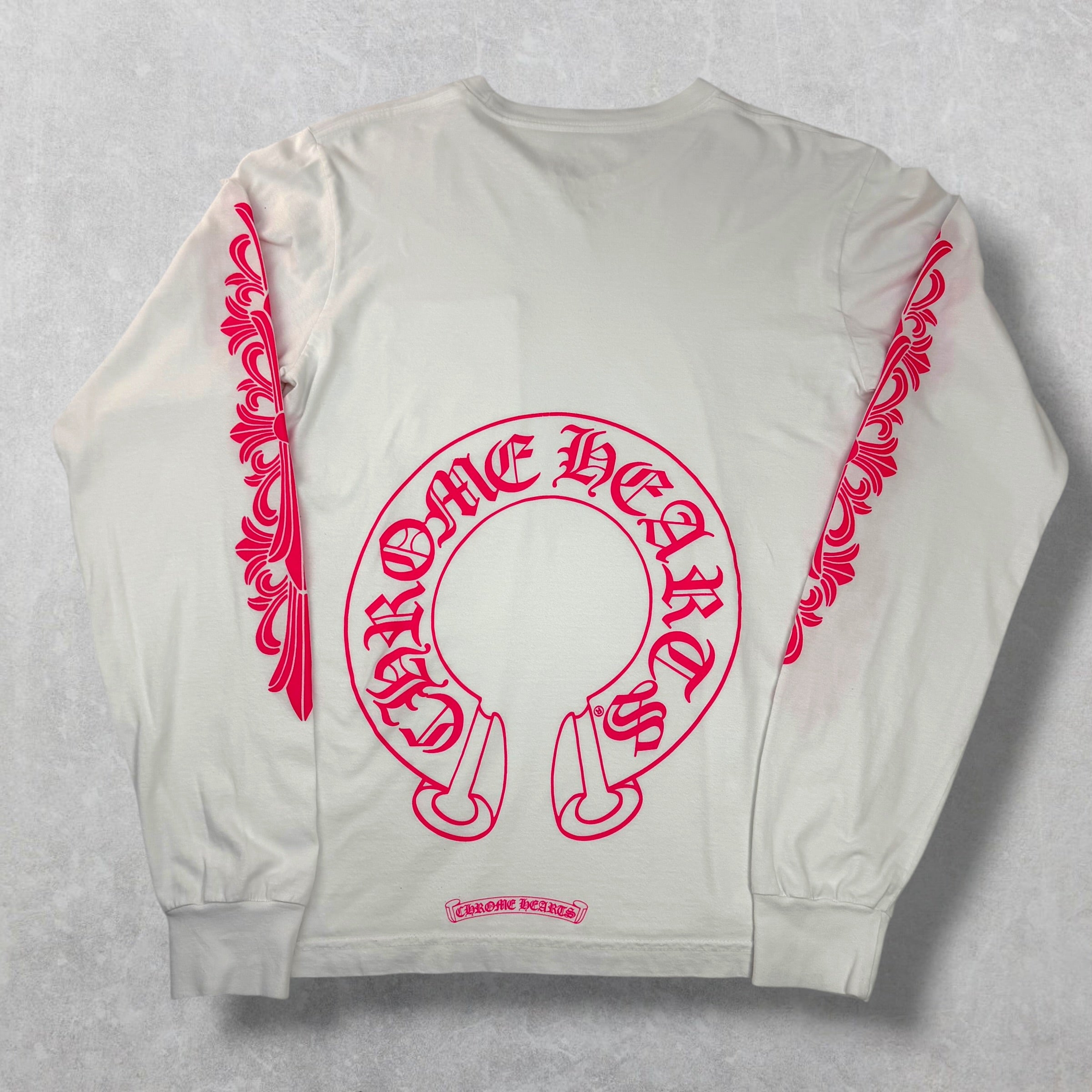 Chrome Hearts Pink Floral Long Sleeve White M
