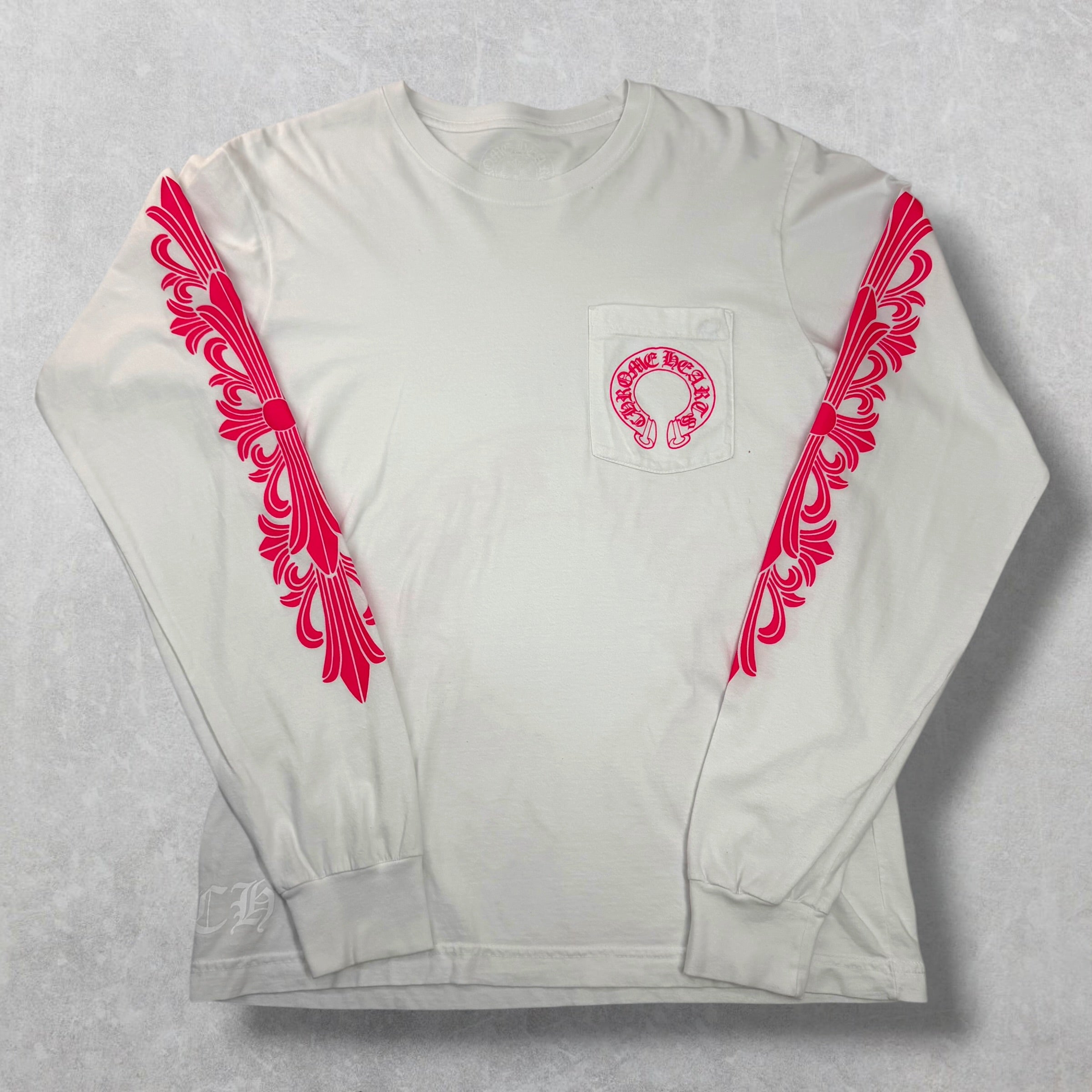 Chrome Hearts Pink Floral Long Sleeve White M