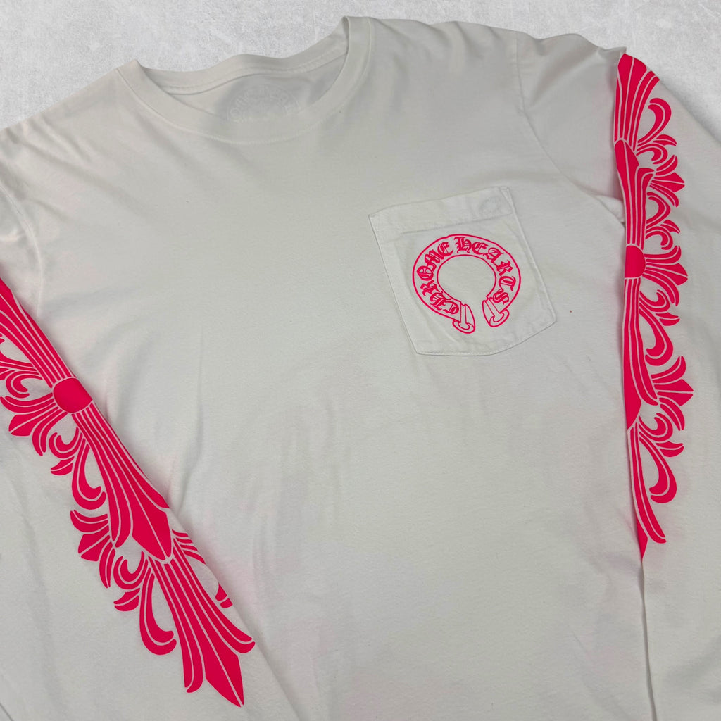 Chrome Hearts Pink Floral Long Sleeve White M