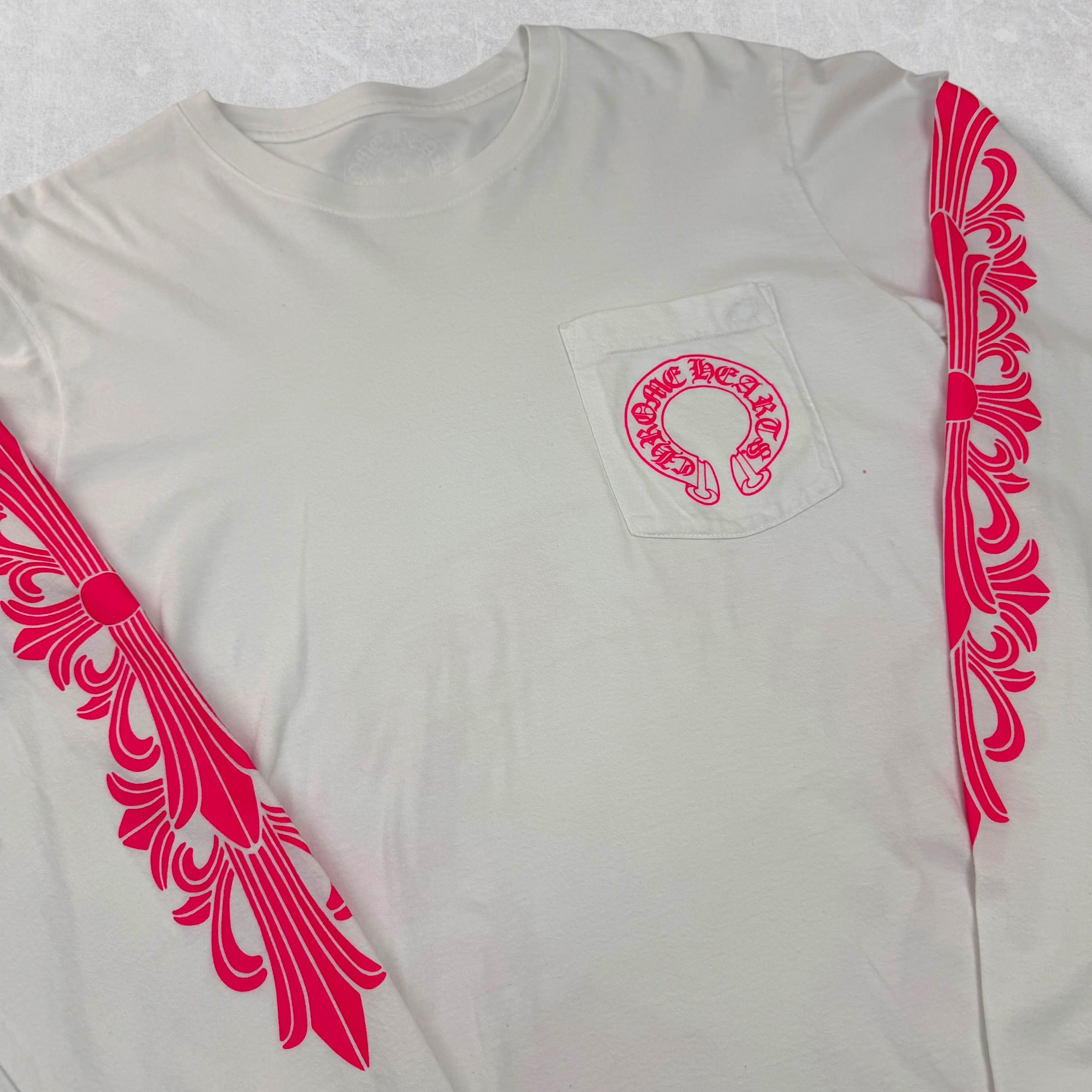 Chrome Hearts Pink Floral Long Sleeve White M