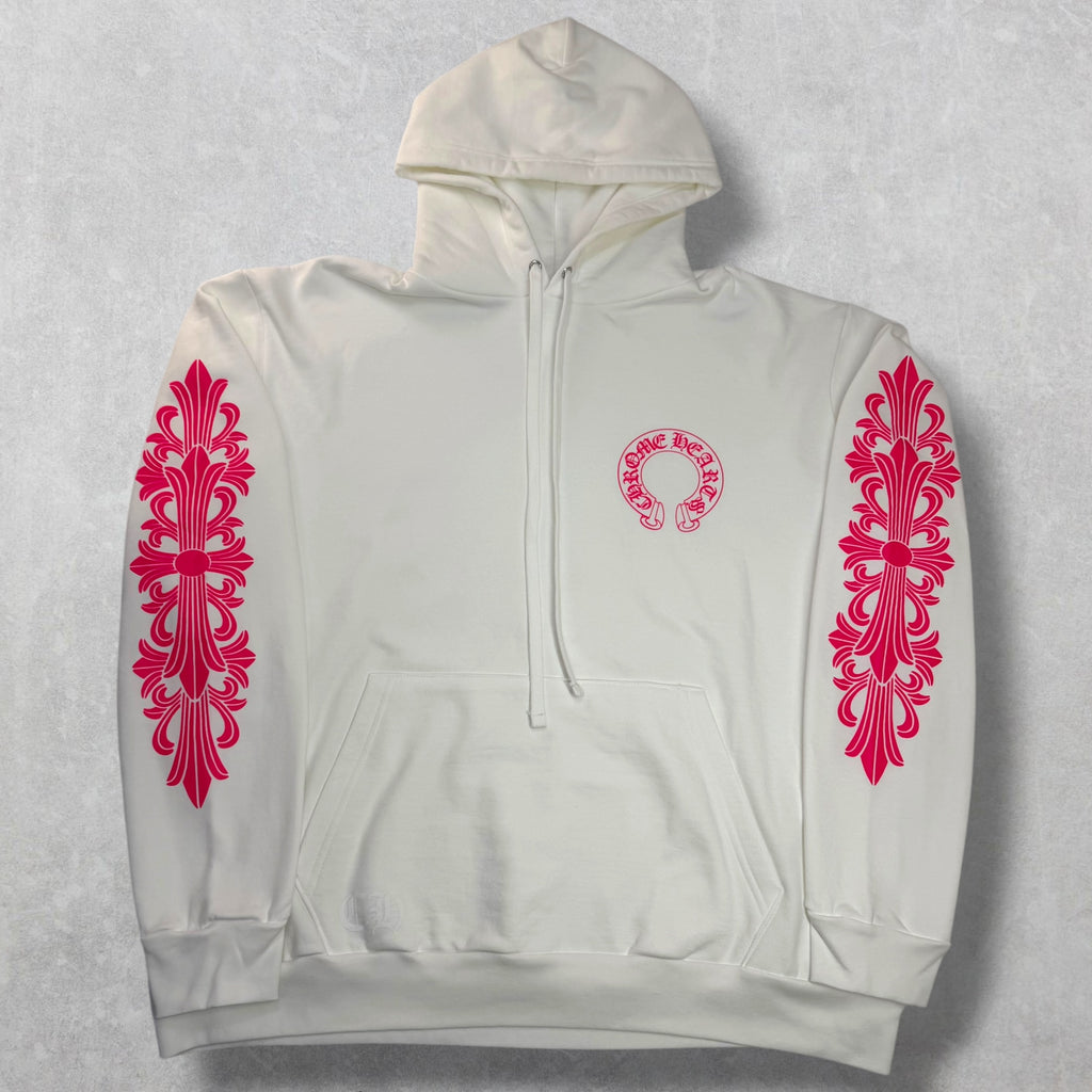 Chrome Hearts Pink Floral Horseshoe Hoodie XL