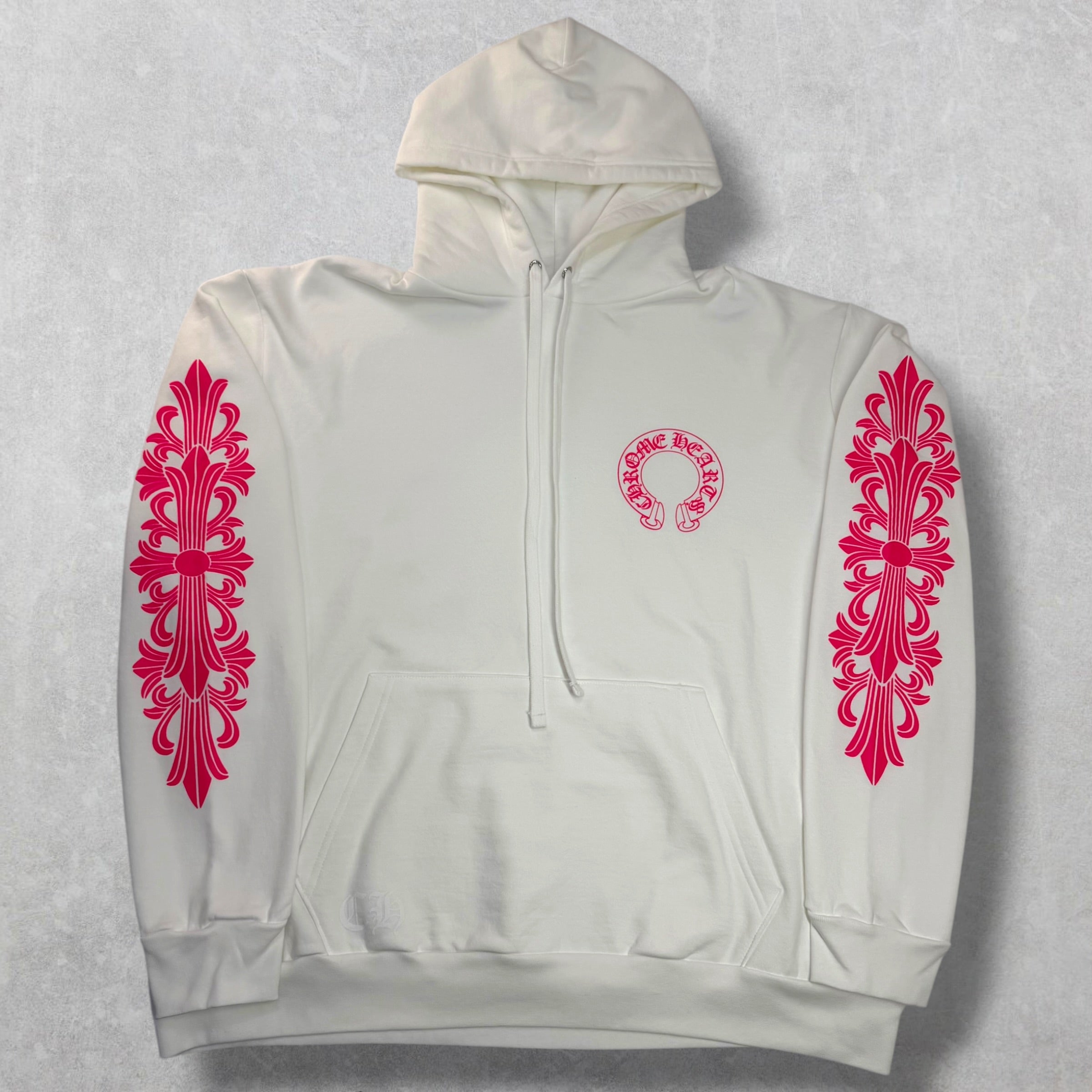 Chrome Hearts Pink Floral Horseshoe Hoodie XL