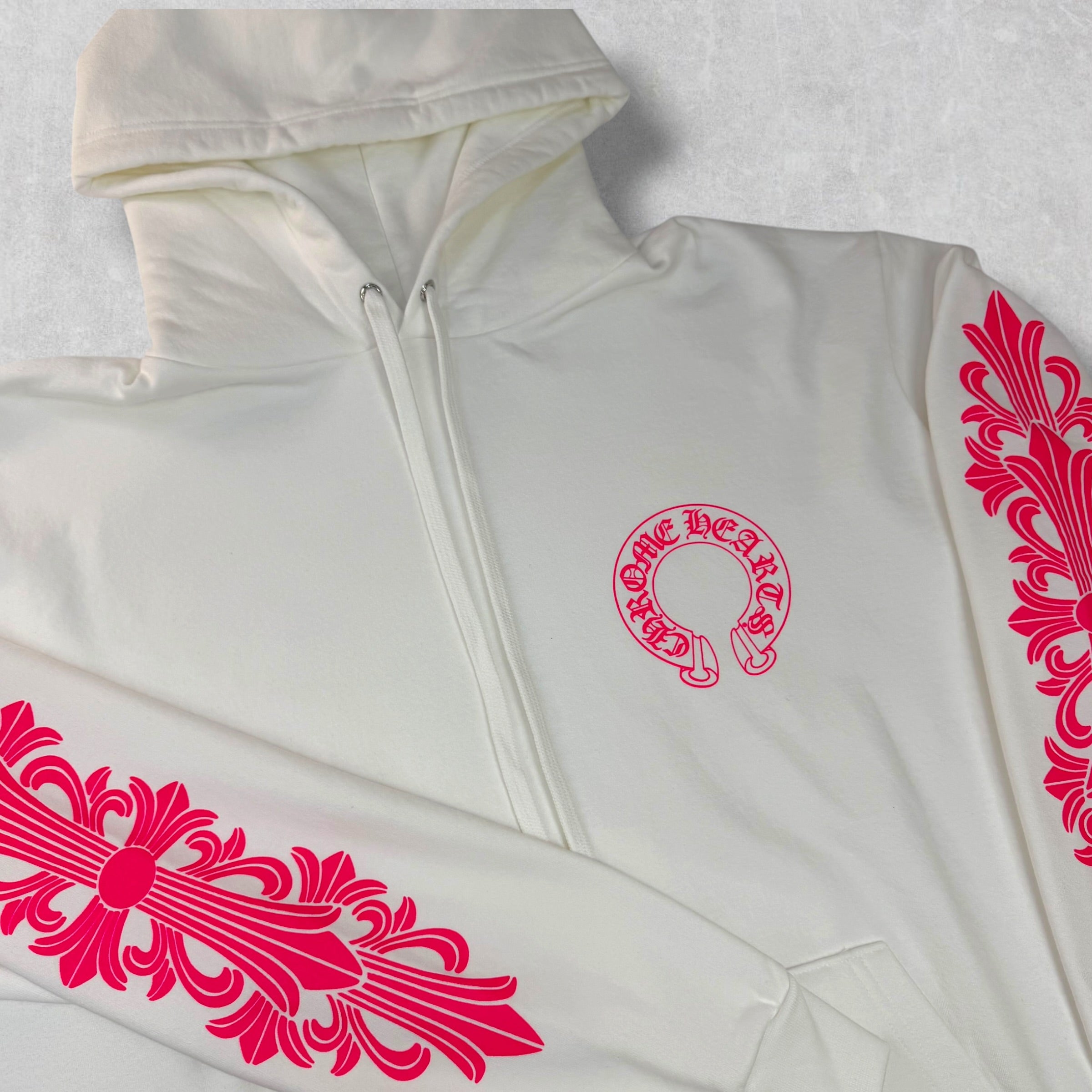 Chrome Hearts Pink Floral Horseshoe Hoodie XL