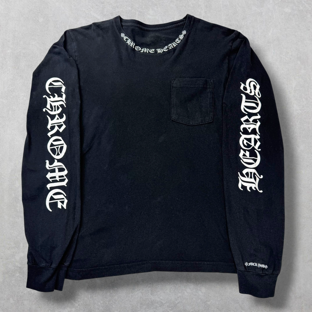 Chrome Hearts White Neck Logo L/S Tee Black M