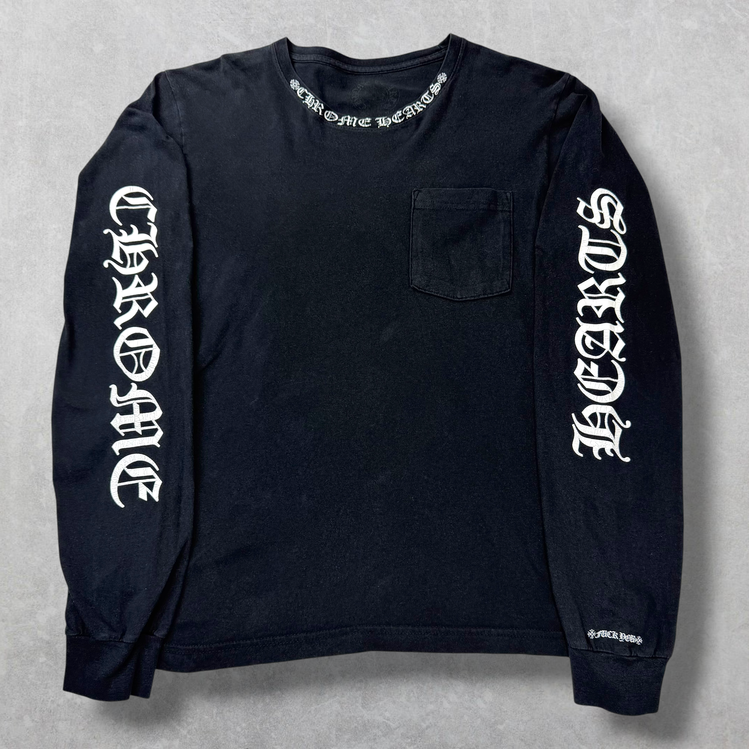 Chrome Hearts White Neck Logo L/S Tee Black M