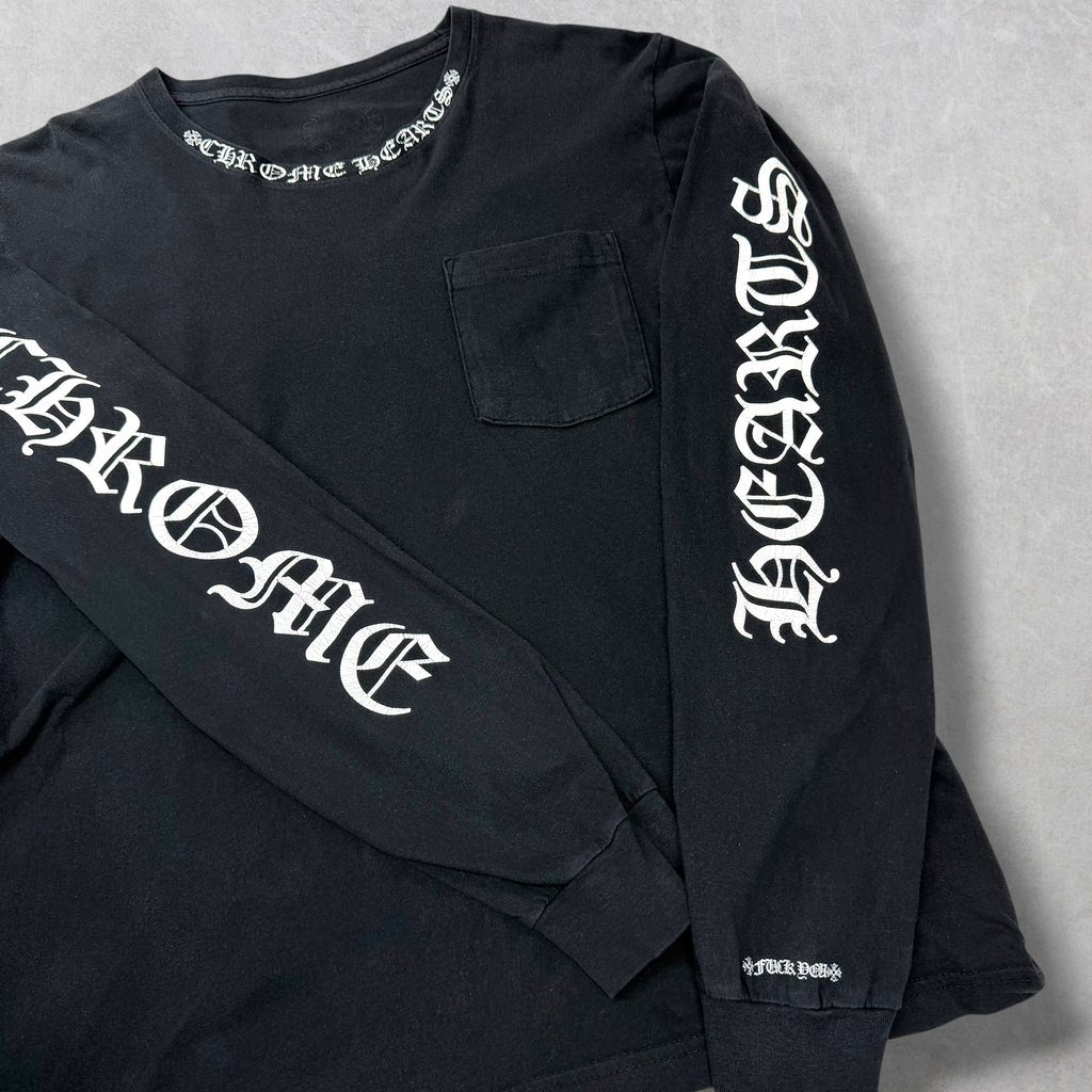 Chrome Hearts White Neck Logo L/S Tee Black M