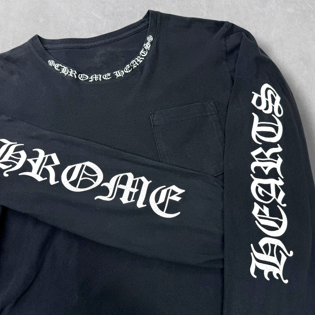 Chrome Hearts White Neck Logo L/S Tee Black M