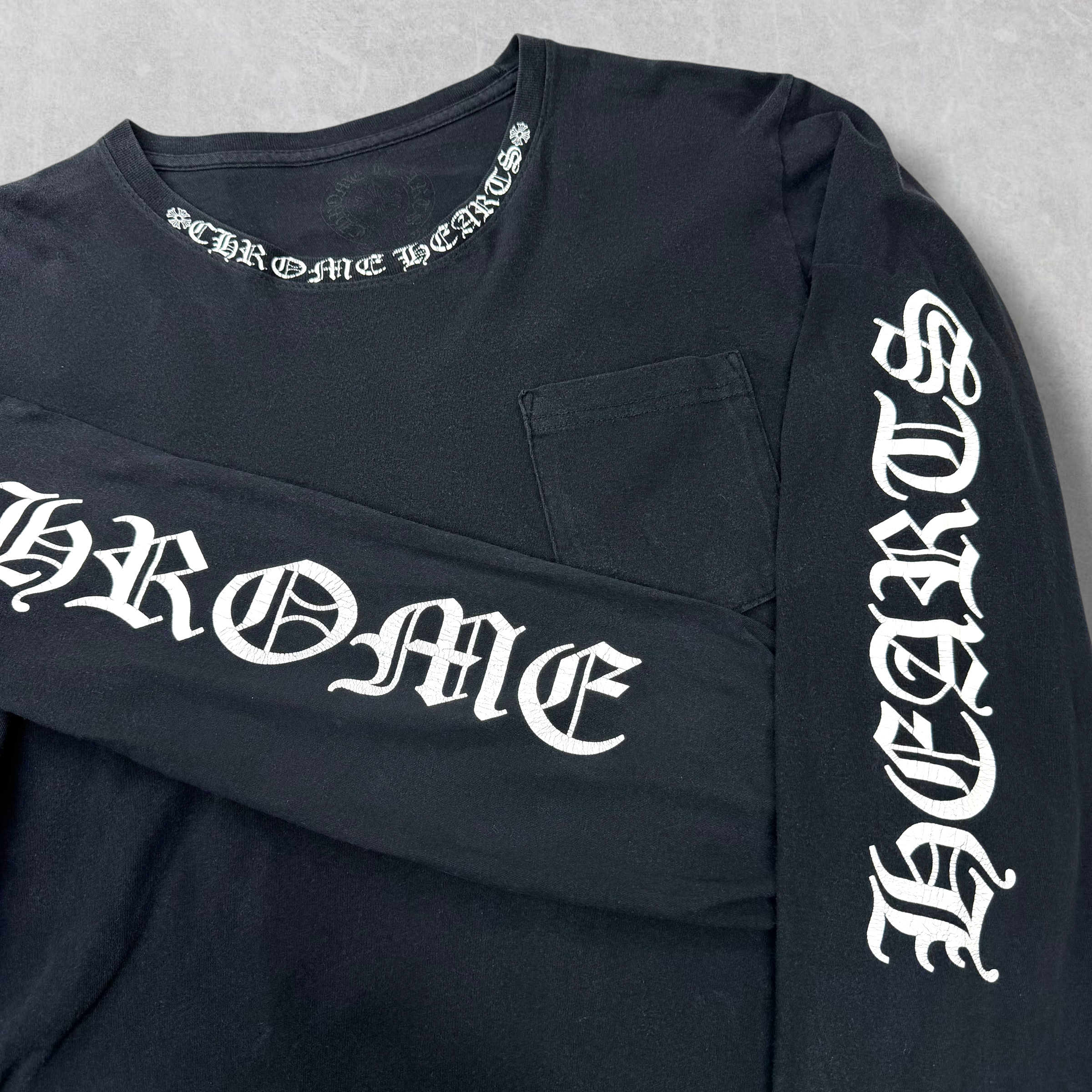 Chrome Hearts White Neck Logo L/S Tee Black M