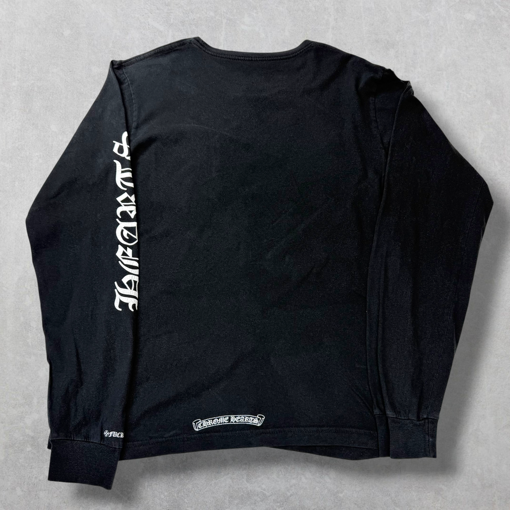 Chrome Hearts White Neck Logo L/S Tee Black M