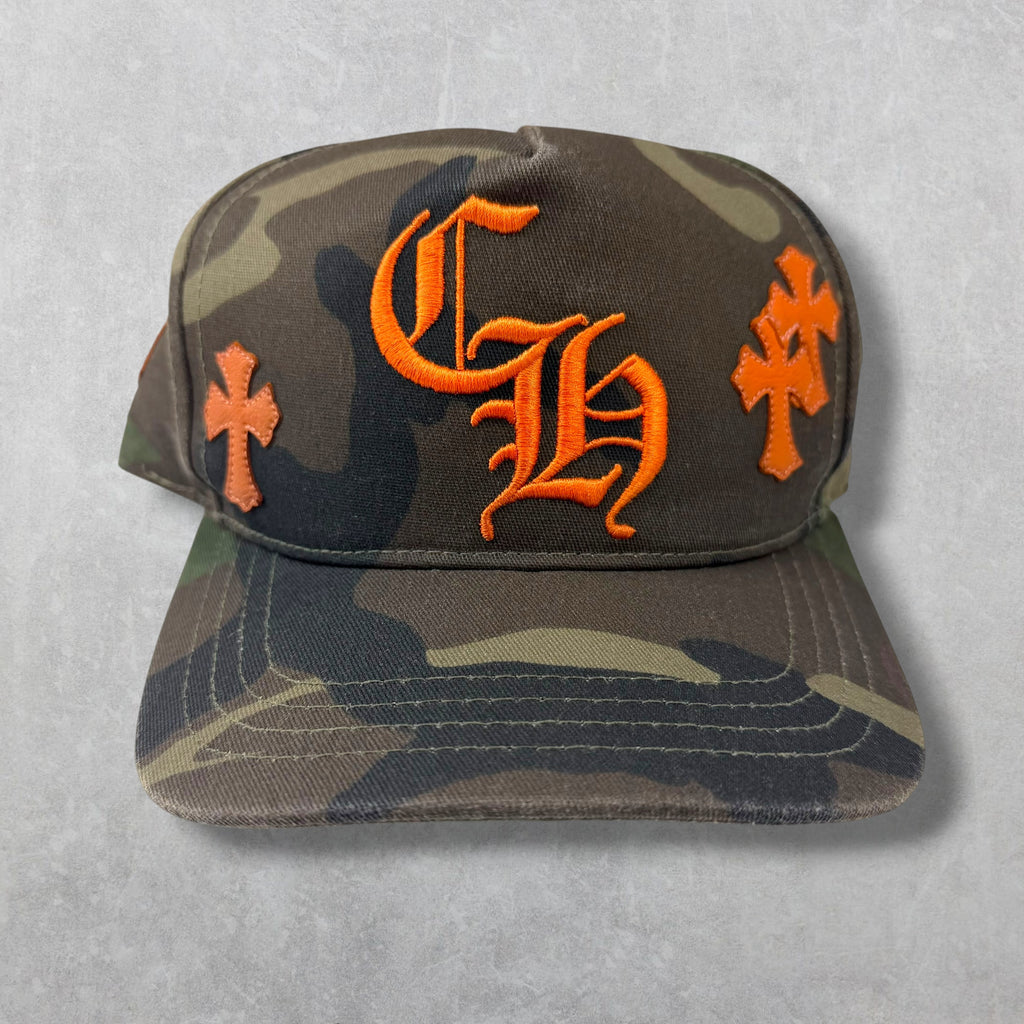 Chrome Hearts Cross Patch Camo/Orange Hat