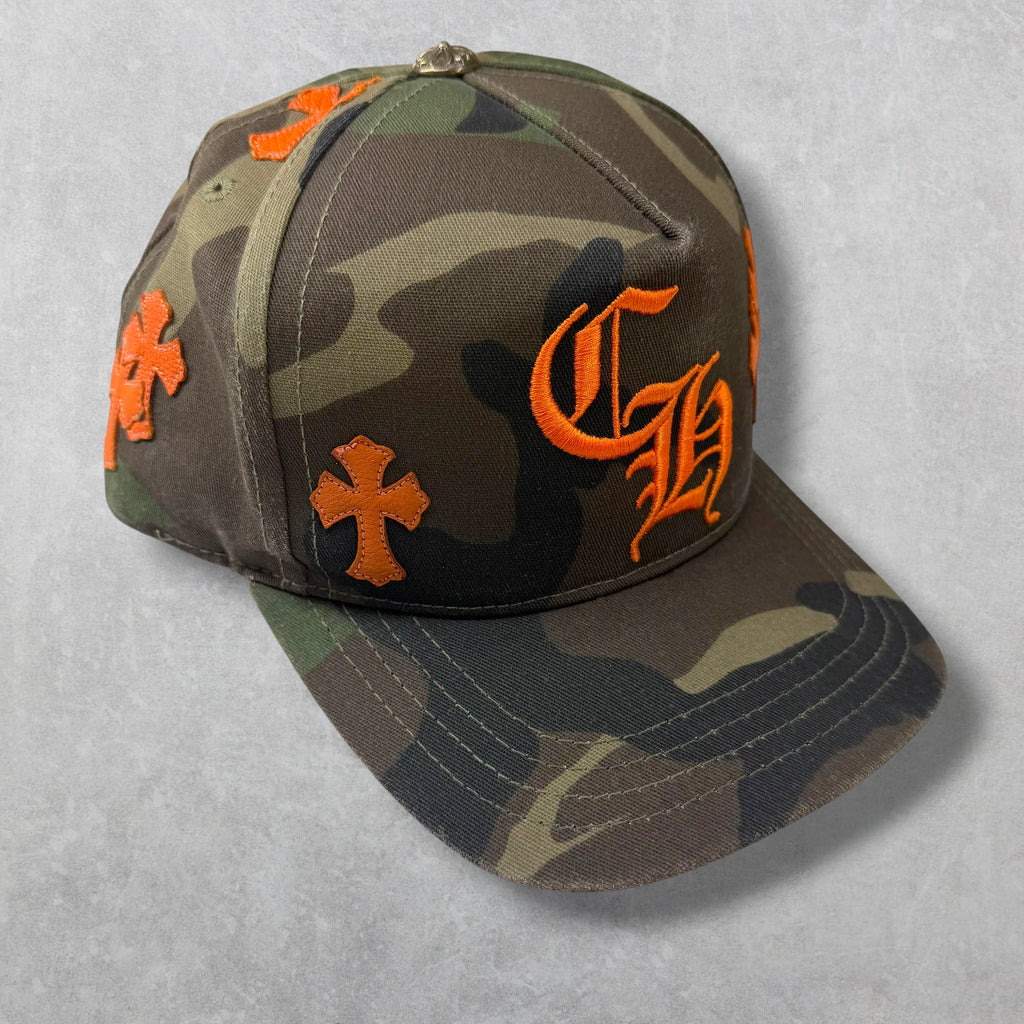 Chrome Hearts Cross Patch Camo/Orange Hat