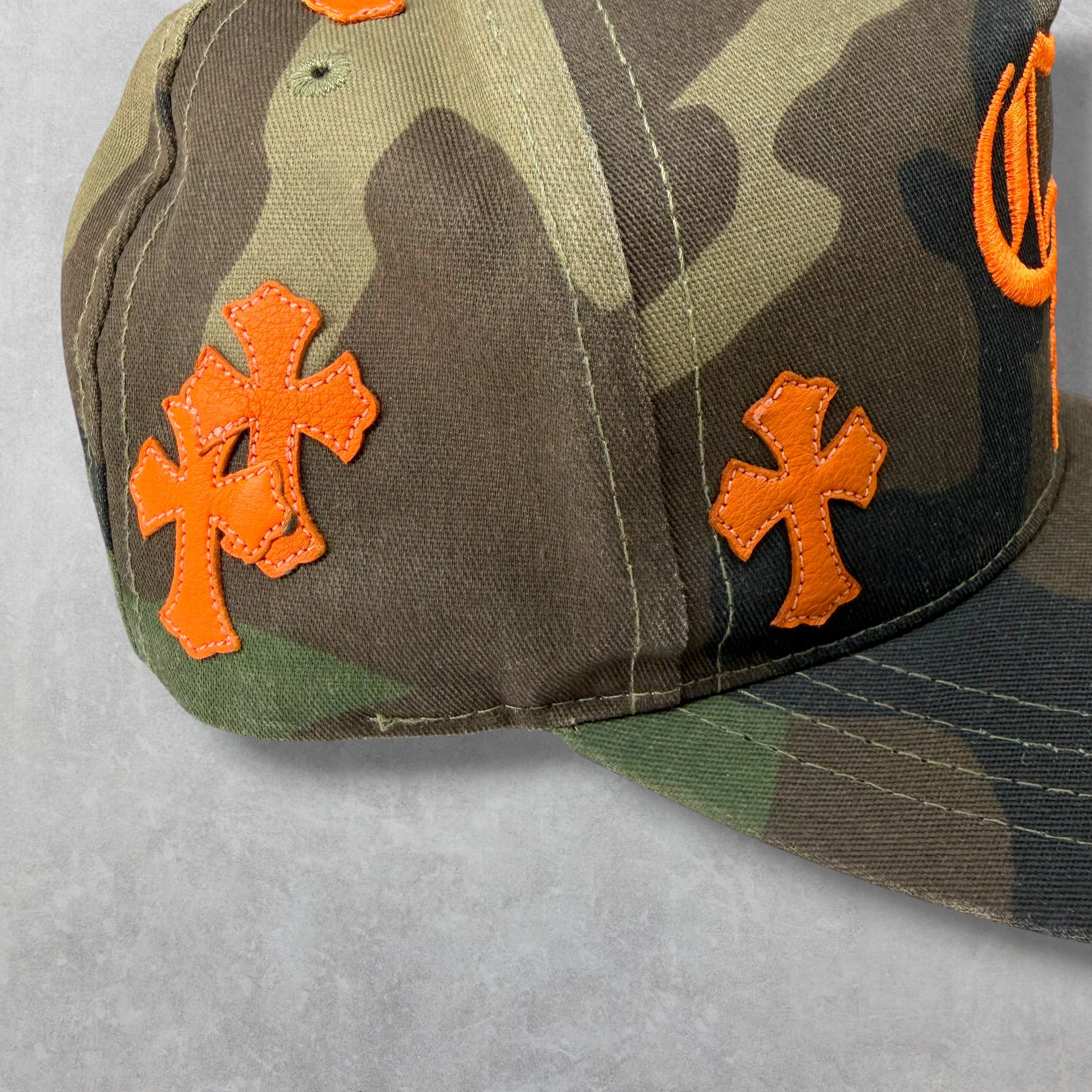 Chrome Hearts Cross Patch Camo/Orange Hat