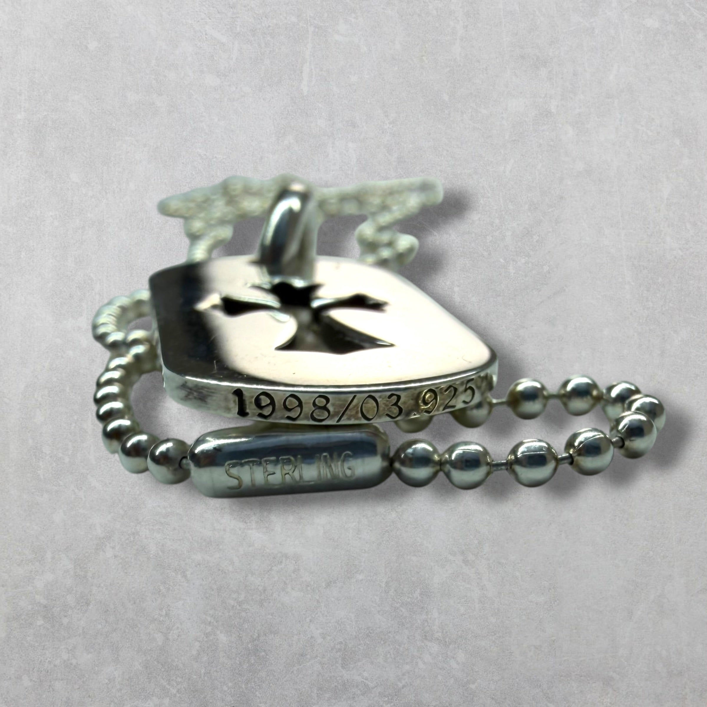 Chrome Hearts Cross Cutout Dog Tag w/ Ball Chain