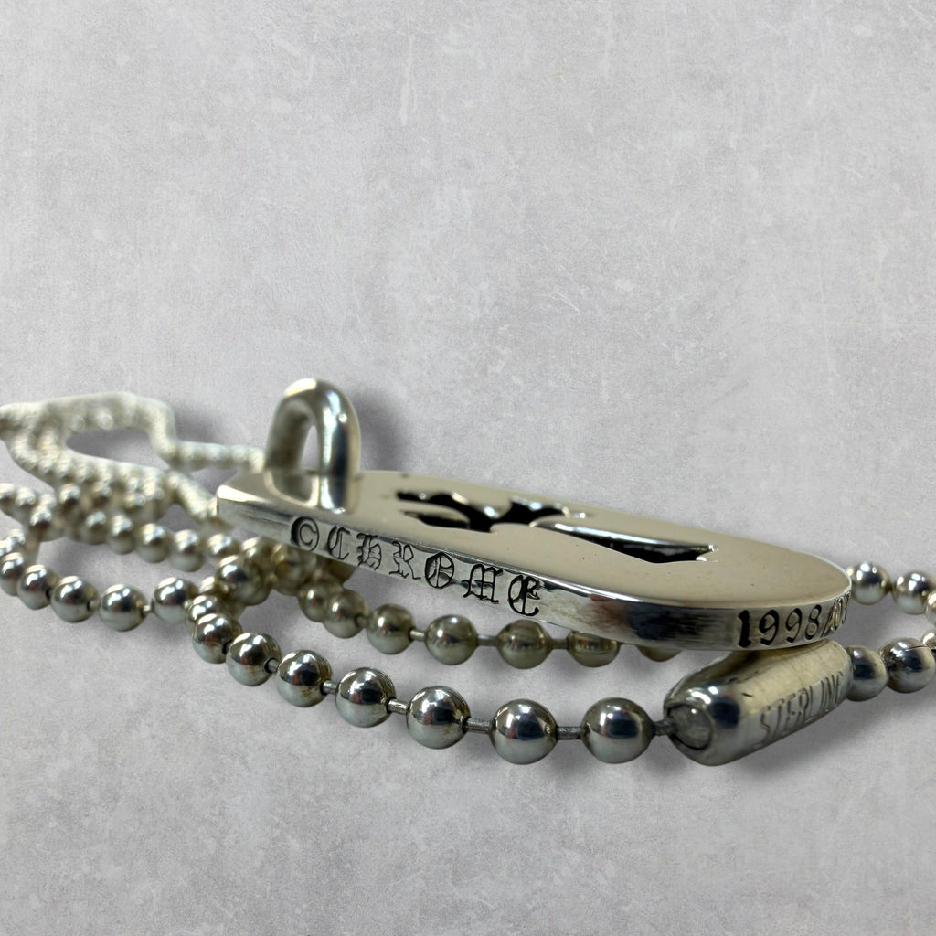Chrome Hearts Cross Cutout Dog Tag w/ Ball Chain