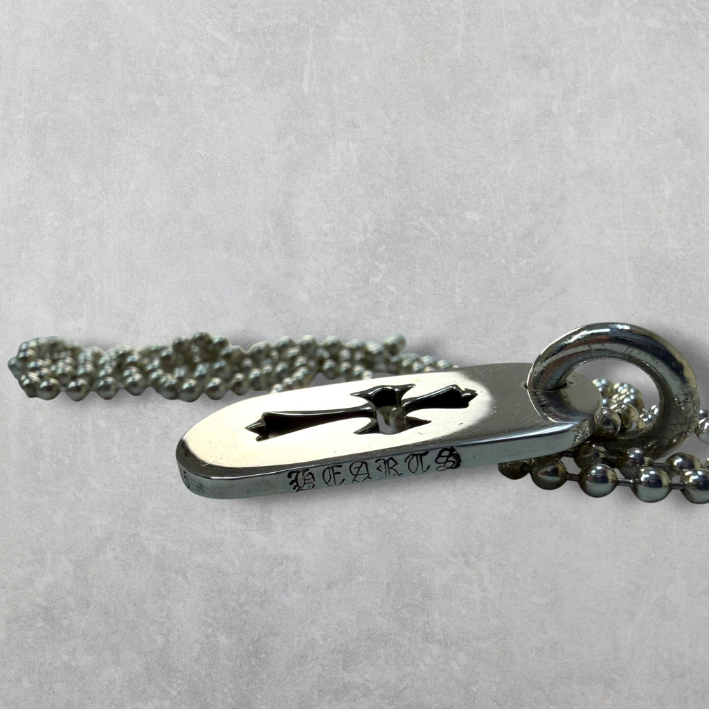 Chrome Hearts Cross Cutout Dog Tag w/ Ball Chain