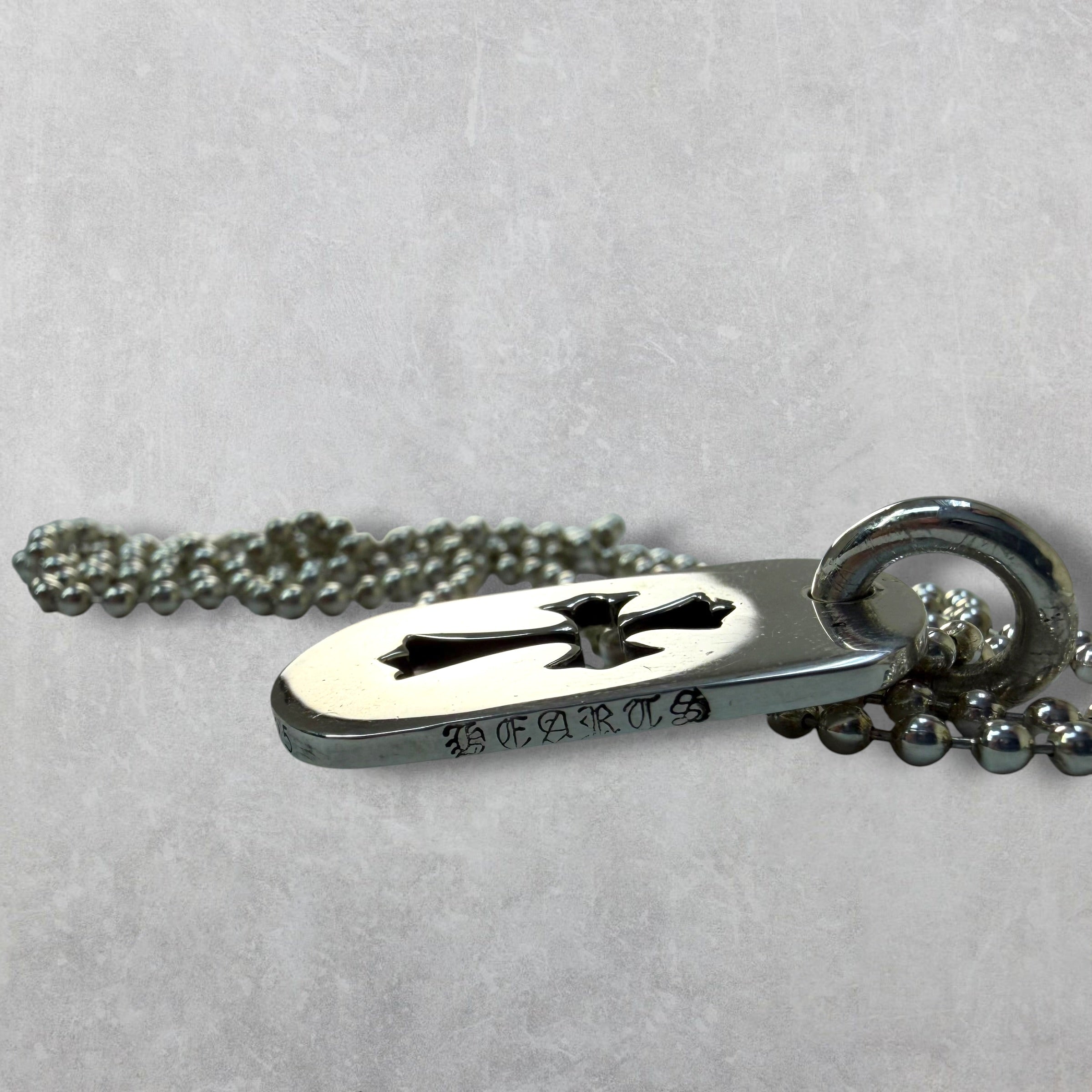 Chrome Hearts Cross Cutout Dog Tag w/ Ball Chain