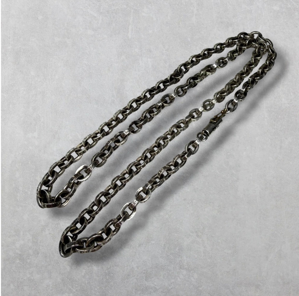 Chrome Hearts Small Cross Pendant w/ Bale & 20" Paper Chain Necklace