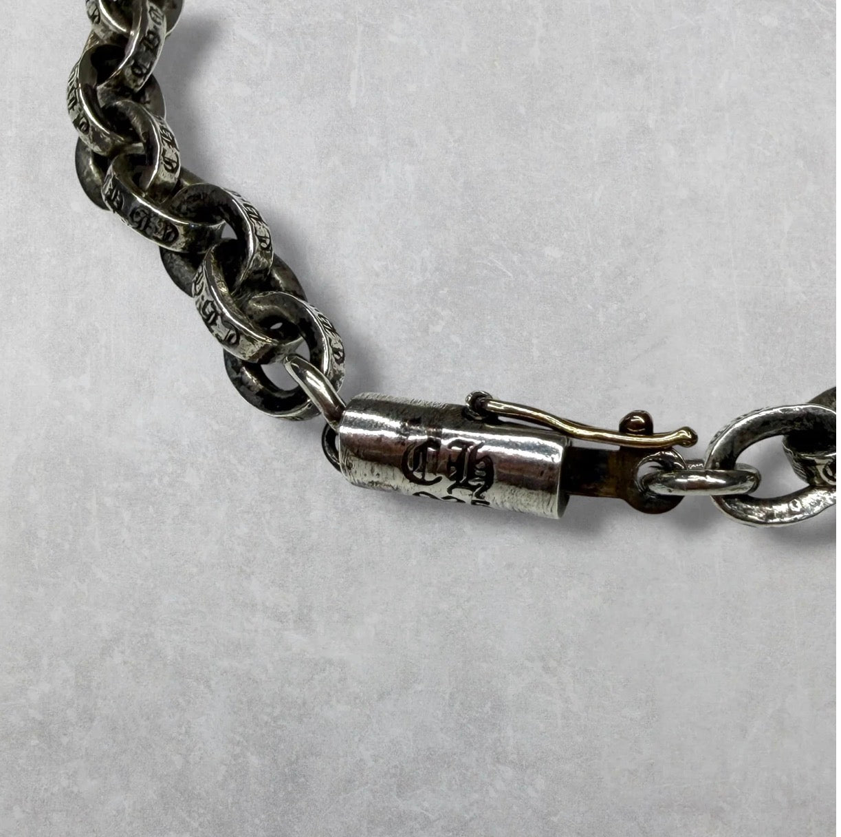 Chrome Hearts Small Cross Pendant w/ Bale & 20" Paper Chain Necklace