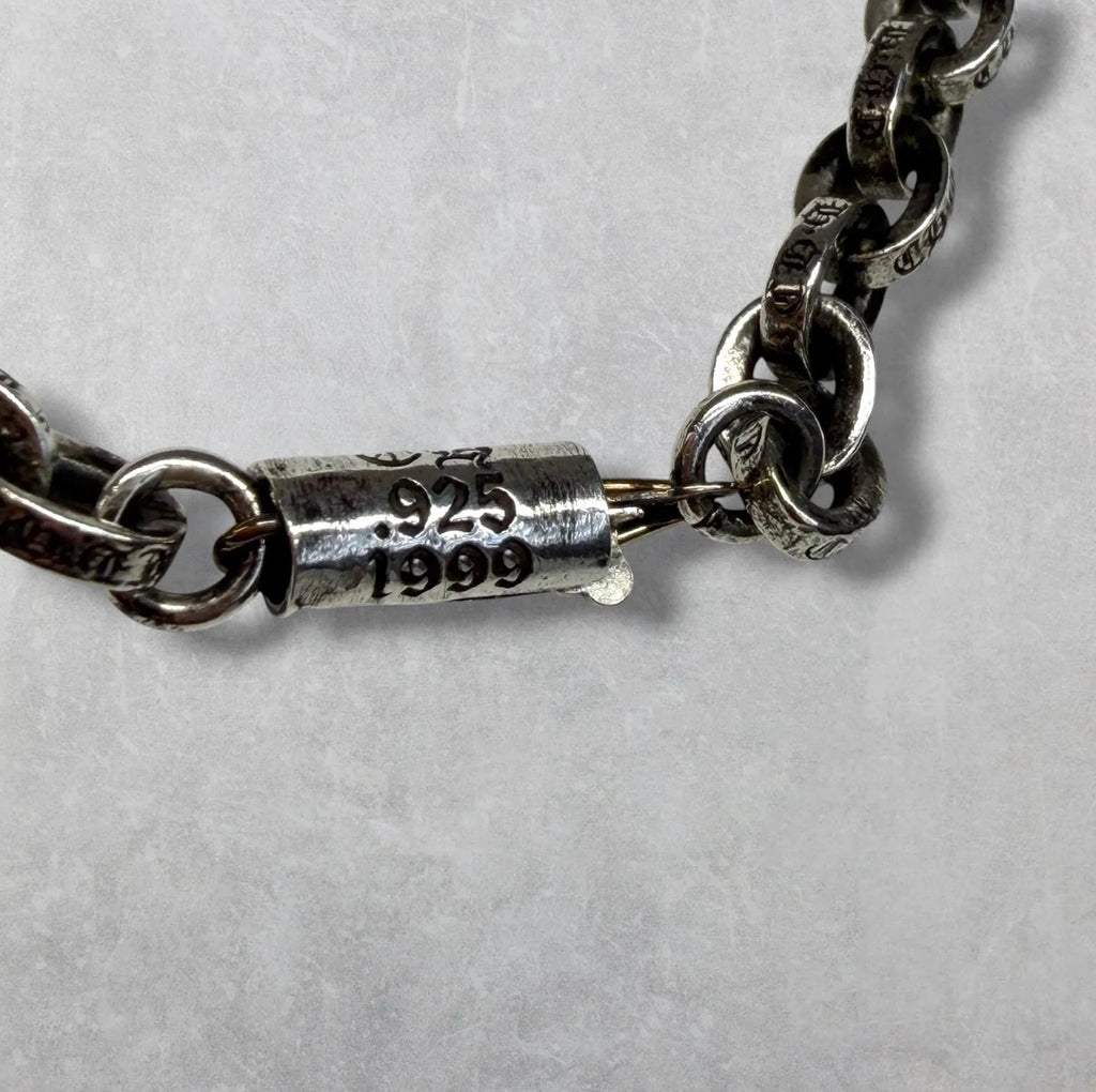 Chrome Hearts Small Cross Pendant w/ Bale & 20" Paper Chain Necklace