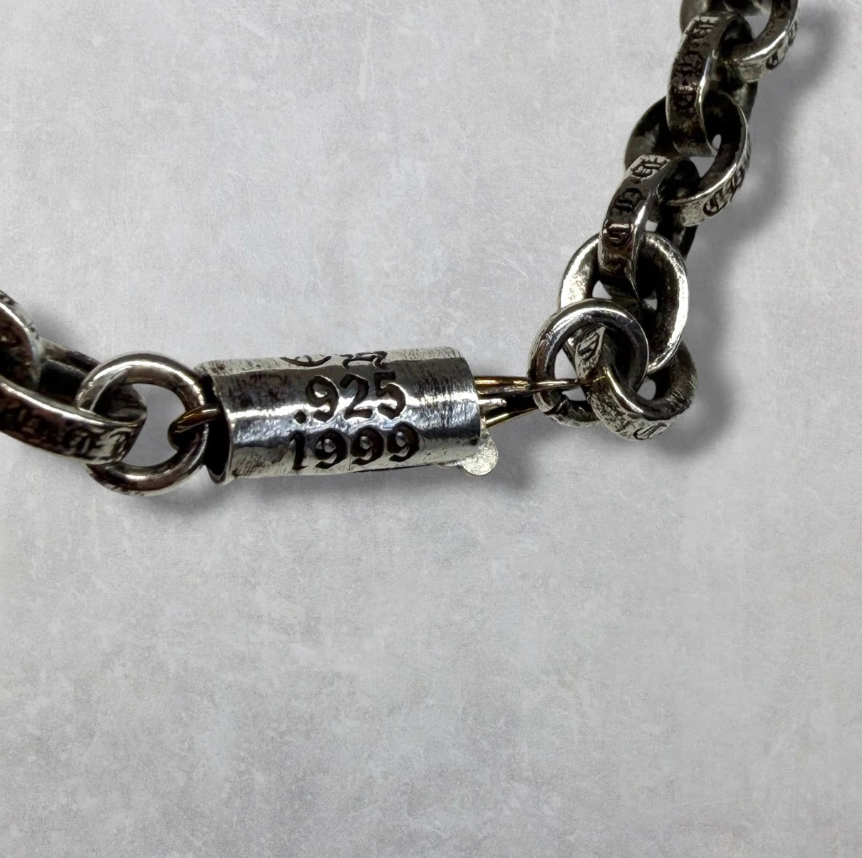 Chrome Hearts Small Cross Pendant w/ Bale & 20" Paper Chain Necklace