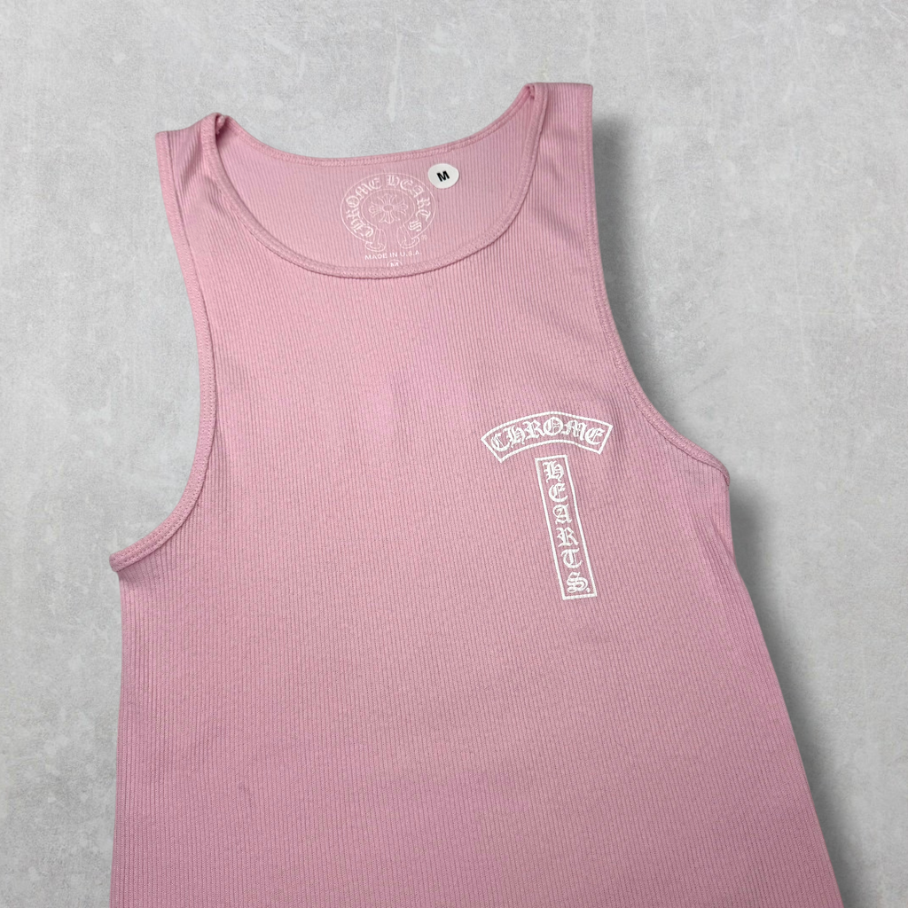 Chrome Hearts White Cross T Bar Tank Pink M