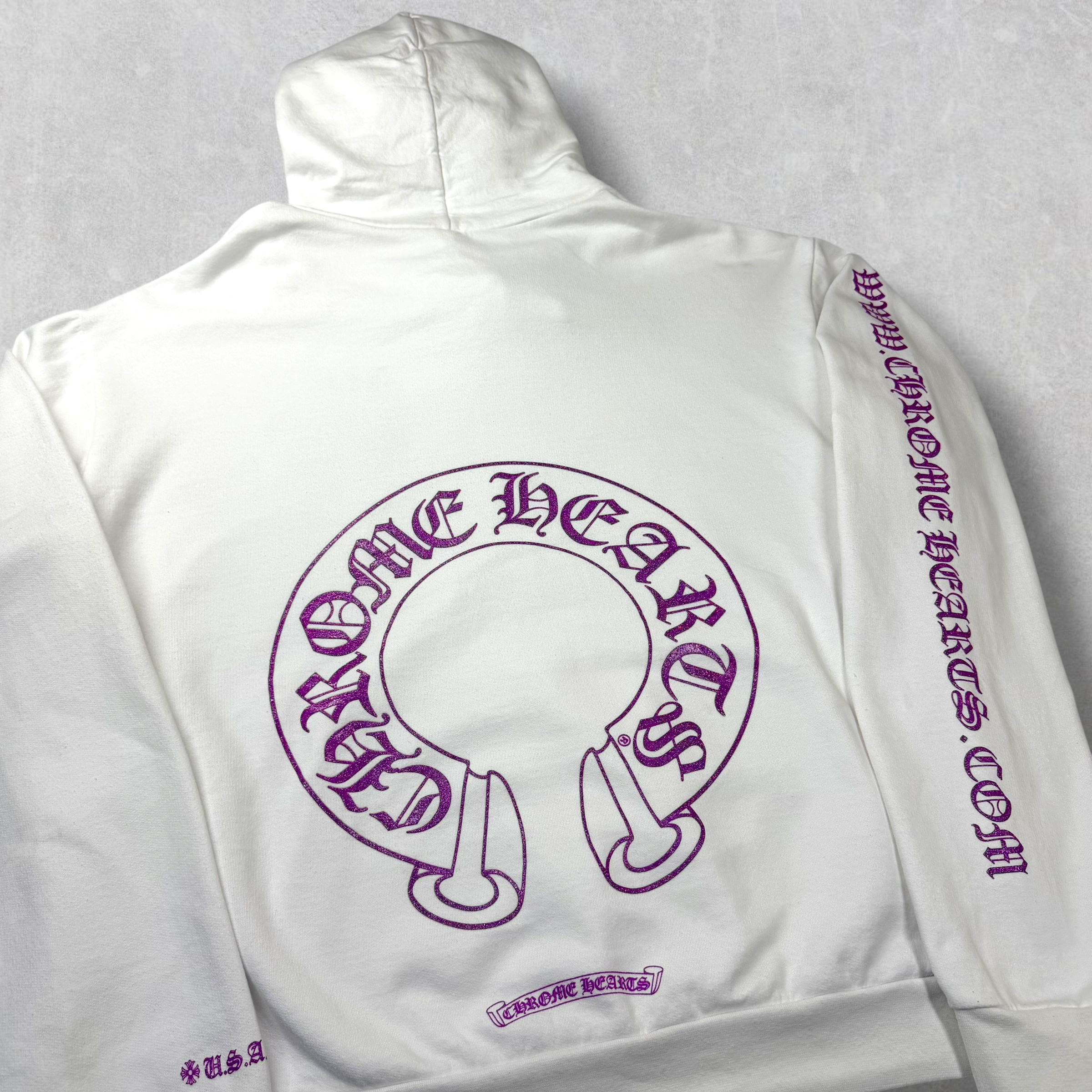 Chrome Hearts Purple Glitter Horseshoe Hoodie M