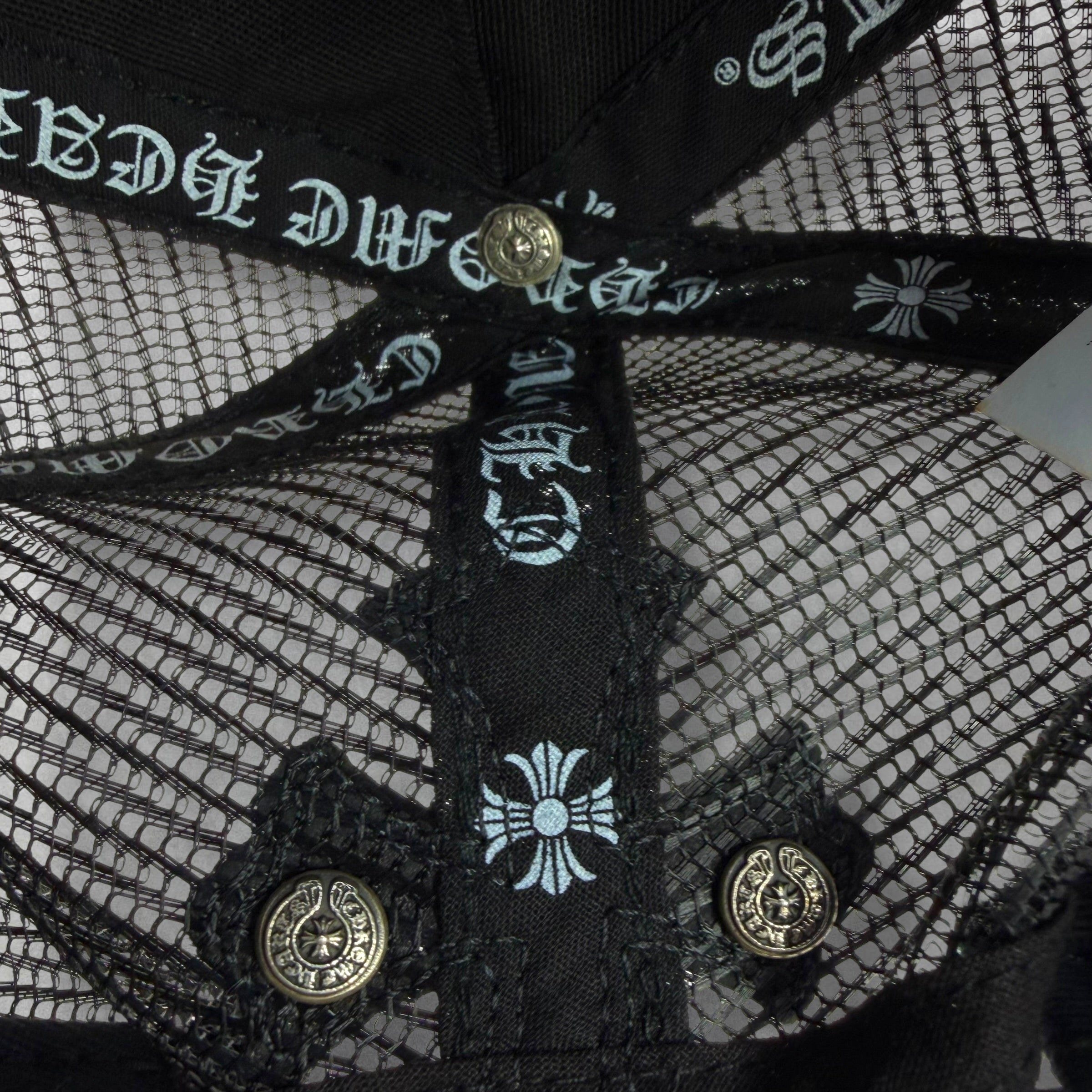 Chrome Hearts Cemetery Cross Leather Trucker Hat
