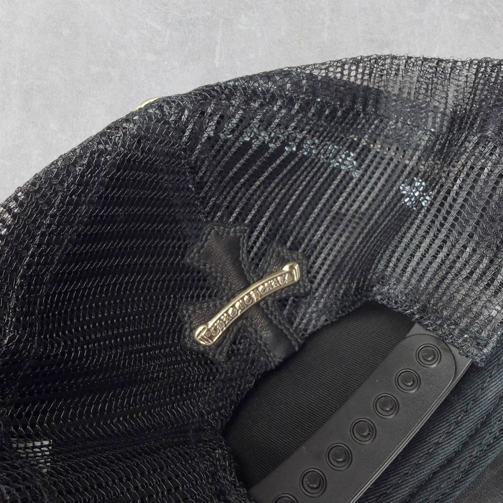 Chrome Hearts Cemetery Cross Leather Trucker Hat