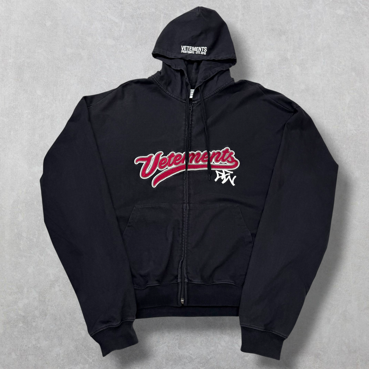 Vetements Bro Baseball Embroidered Logo Zip Hoodie S