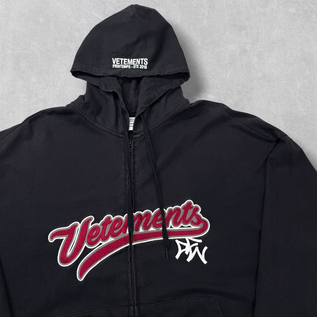 Vetements Bro Baseball Embroidered Logo Zip Hoodie S