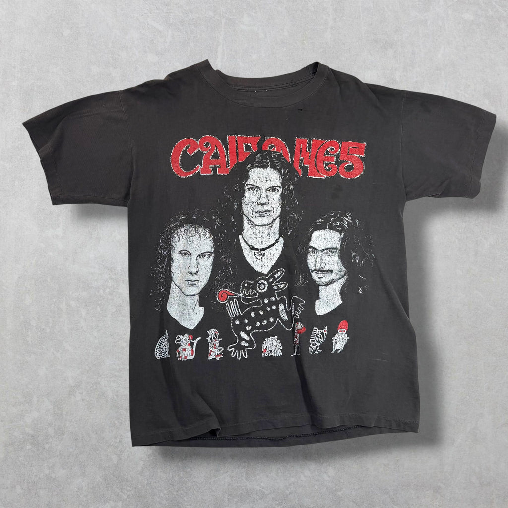 Vintage 90s Caifanes Distressed Black Tee L