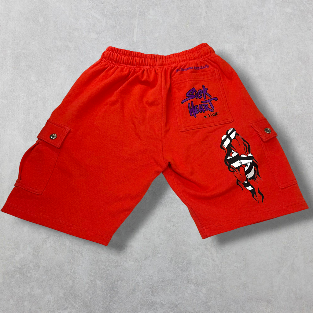Chrome Hearts Matty Boy Sick Hearts Cargo Sweatshorts S