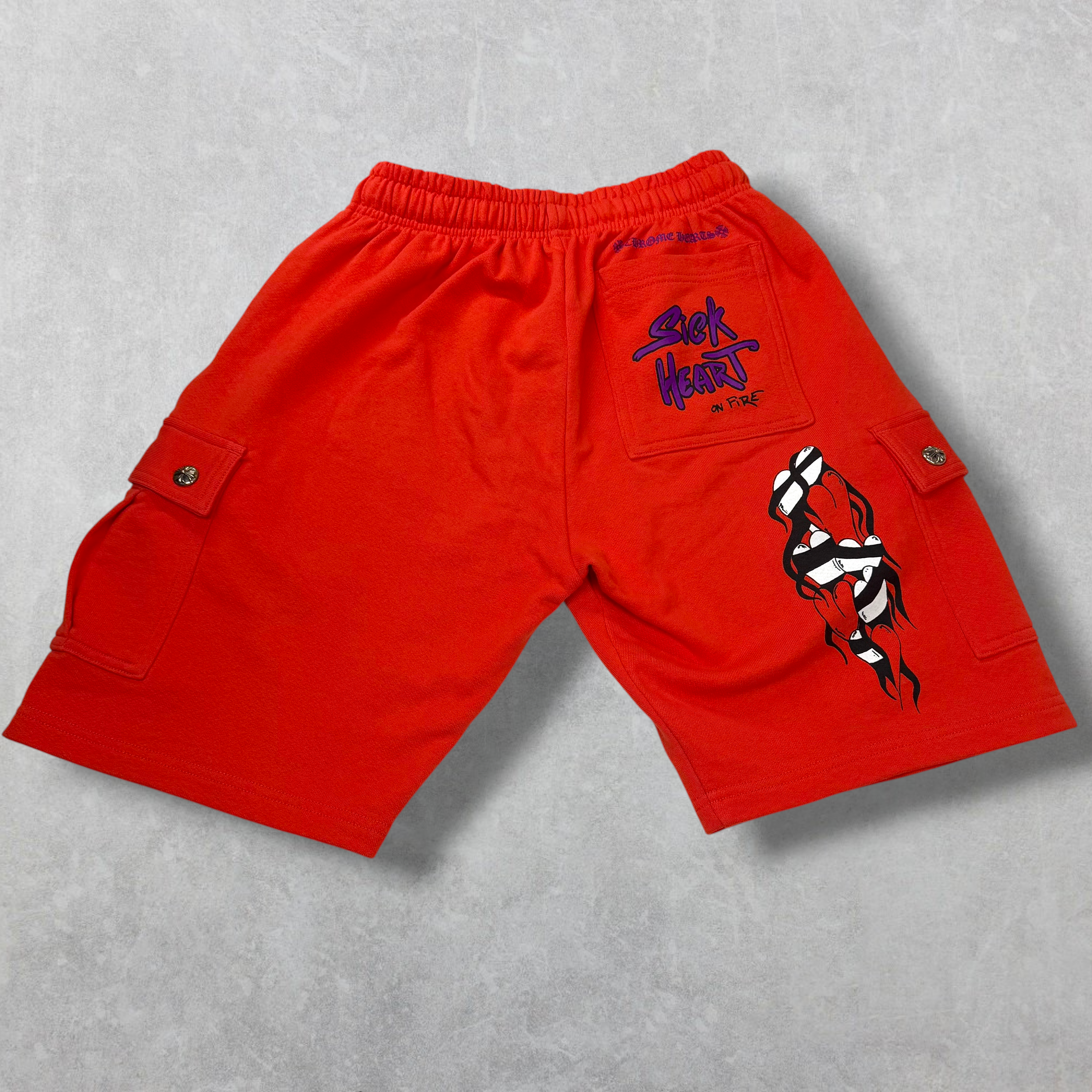 Chrome Hearts Matty Boy Sick Hearts Cargo Sweatshorts S