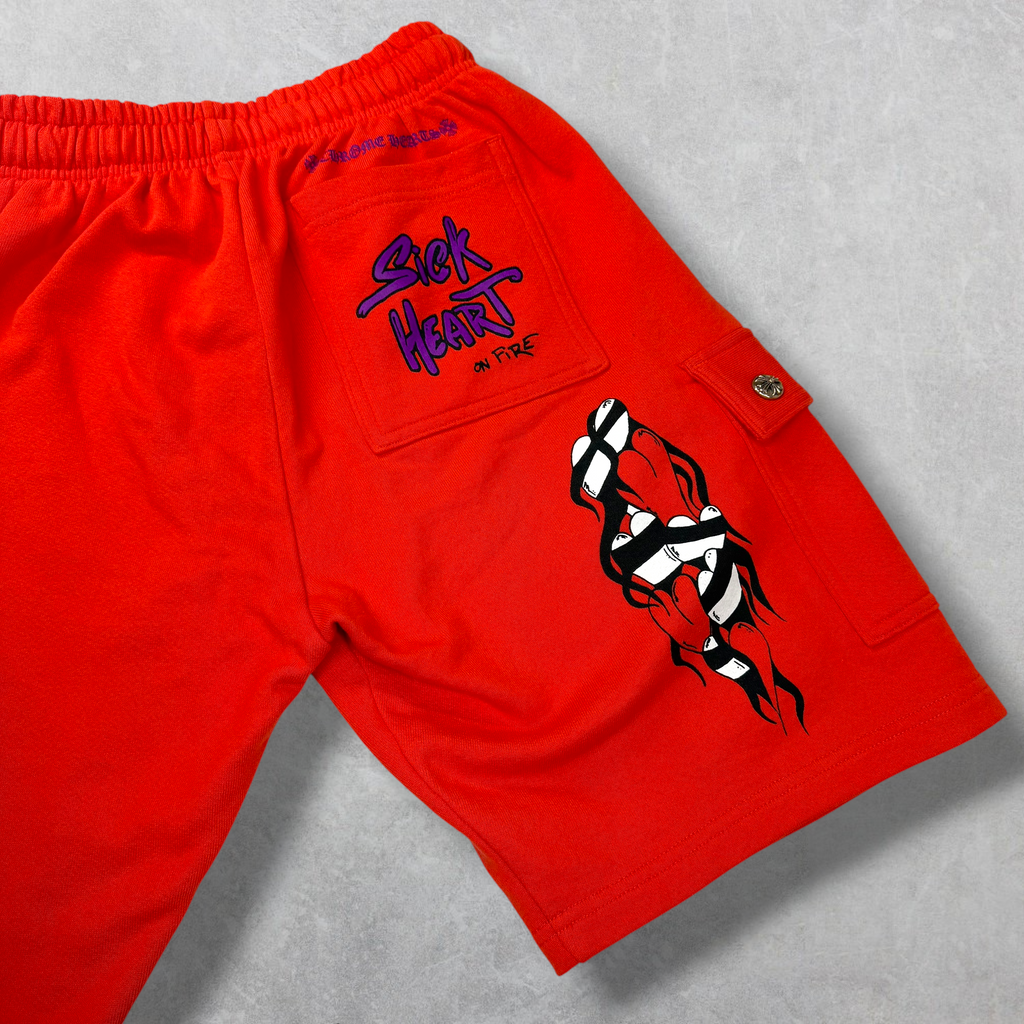 Chrome Hearts Matty Boy Sick Hearts Cargo Sweatshorts S