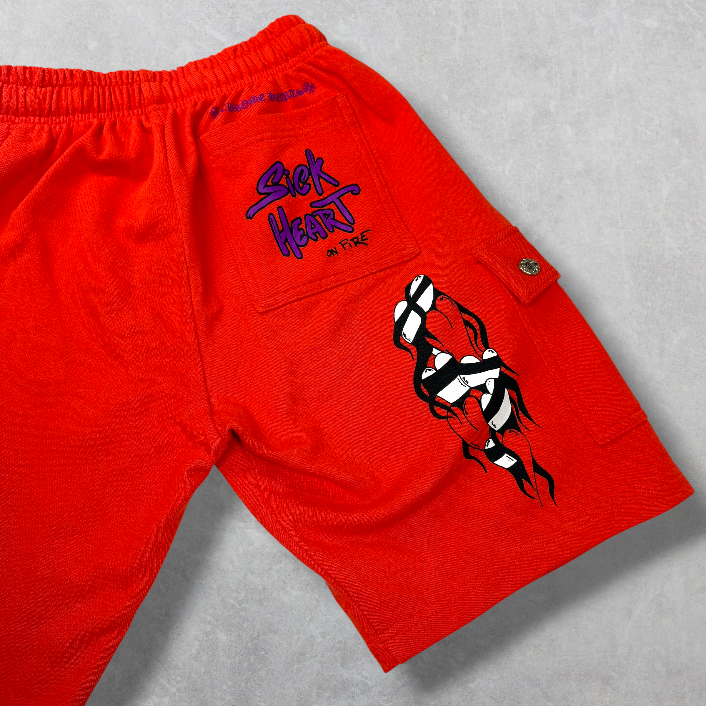 Chrome Hearts Matty Boy Sick Hearts Cargo Sweatshorts S