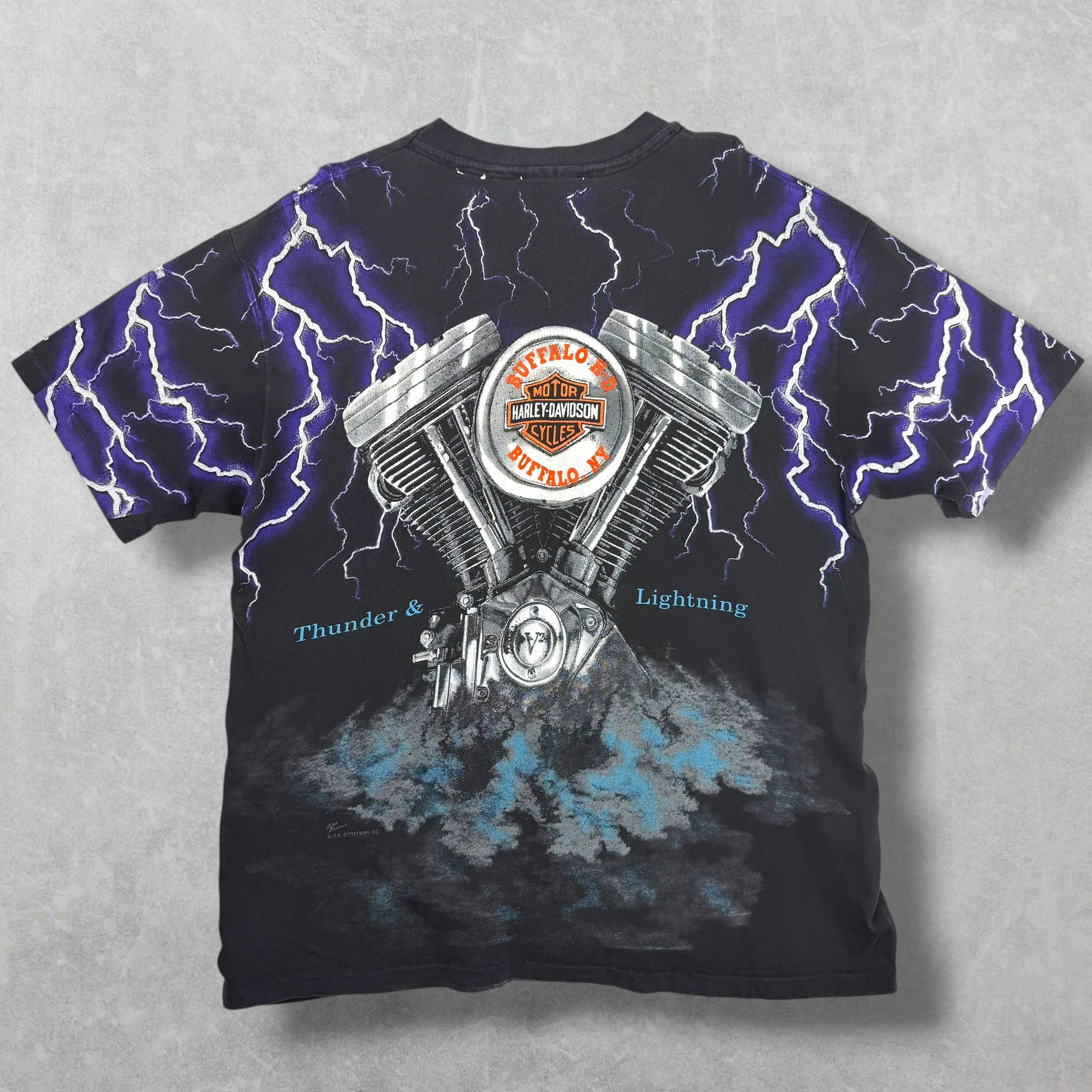 Vintage 90s Harley Davidson Thunder Lightning Tee L
