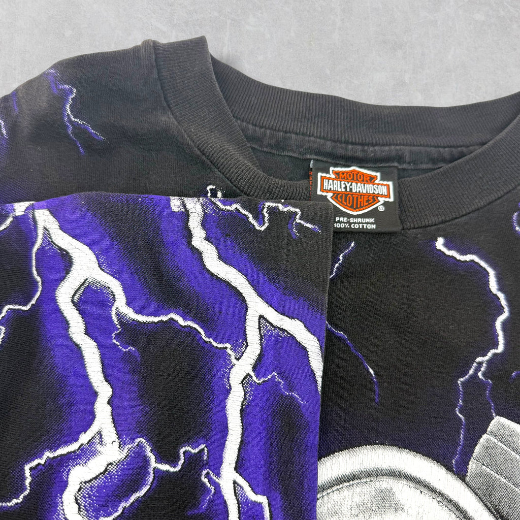 Vintage 90s Harley Davidson Thunder Lightning Tee L