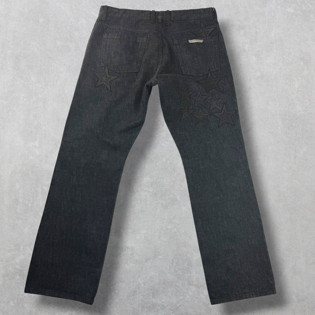 Chrome Hearts Star Patch Fleur Knee Jeans 36