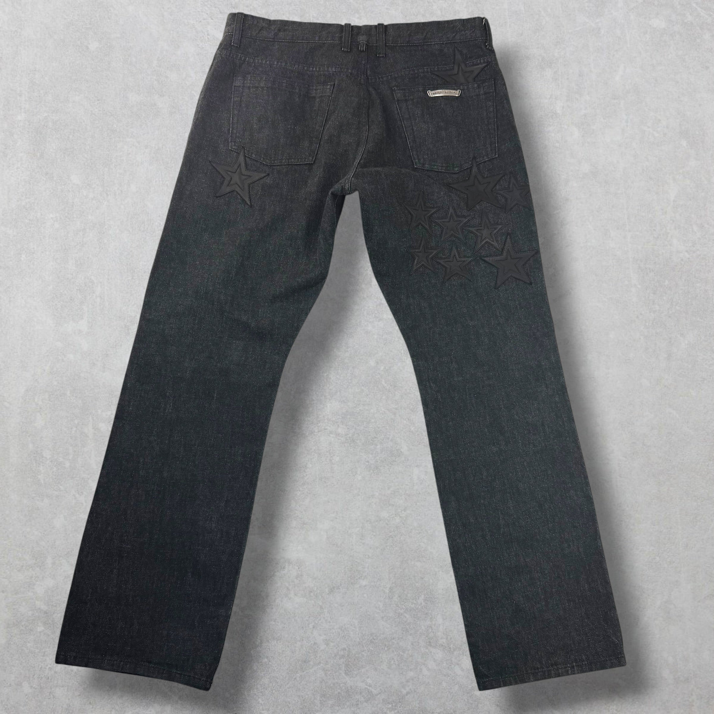 Chrome Hearts Star Patch Fleur Knee Jeans 36